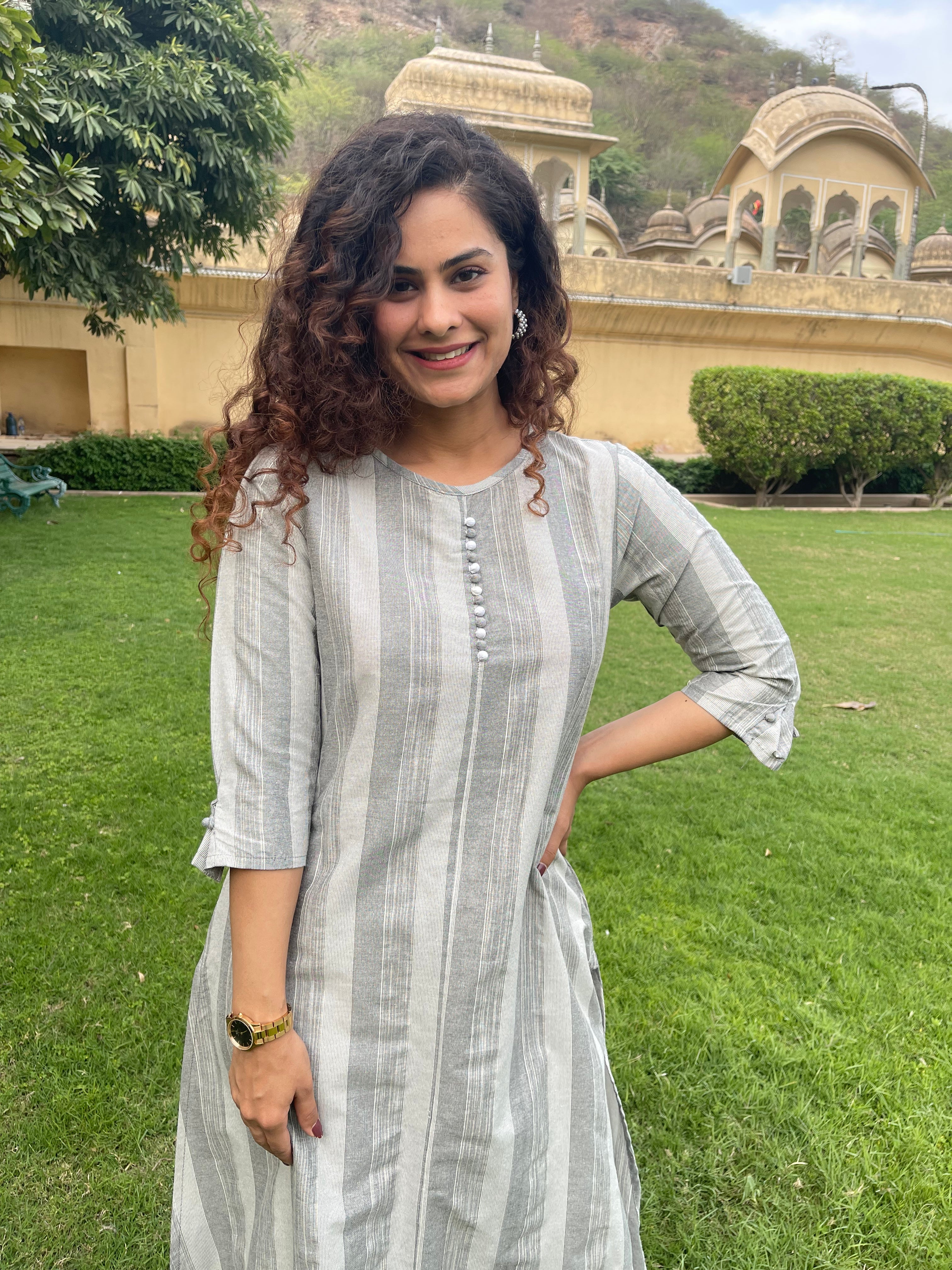 Stylish Grey Cotton Printed Kurta Set for Women - Comfortable & Trendy Ethnic Outfit for Festivals, Parties & Casual Wear