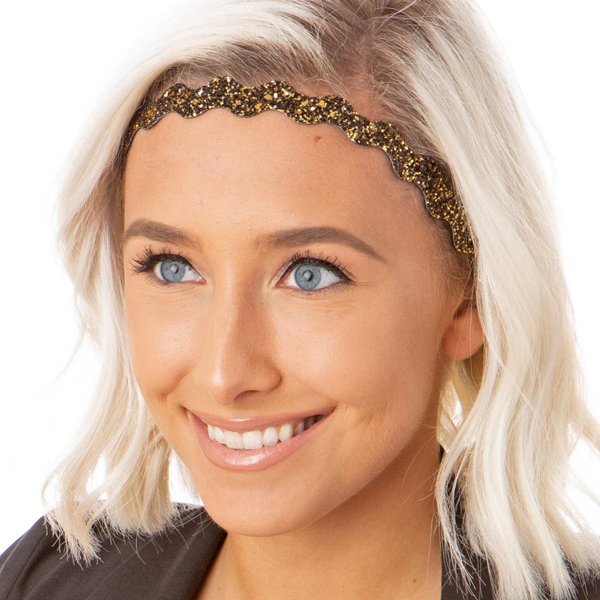 Sparkly Adjustable No-Slip Headbands for Women, Girls & Teens - 3 Pack Bling Glitter Mixed Diva Headbands (Regular Size) | Perfect for Sports, Workouts, School & Everyday Fashion Accessories