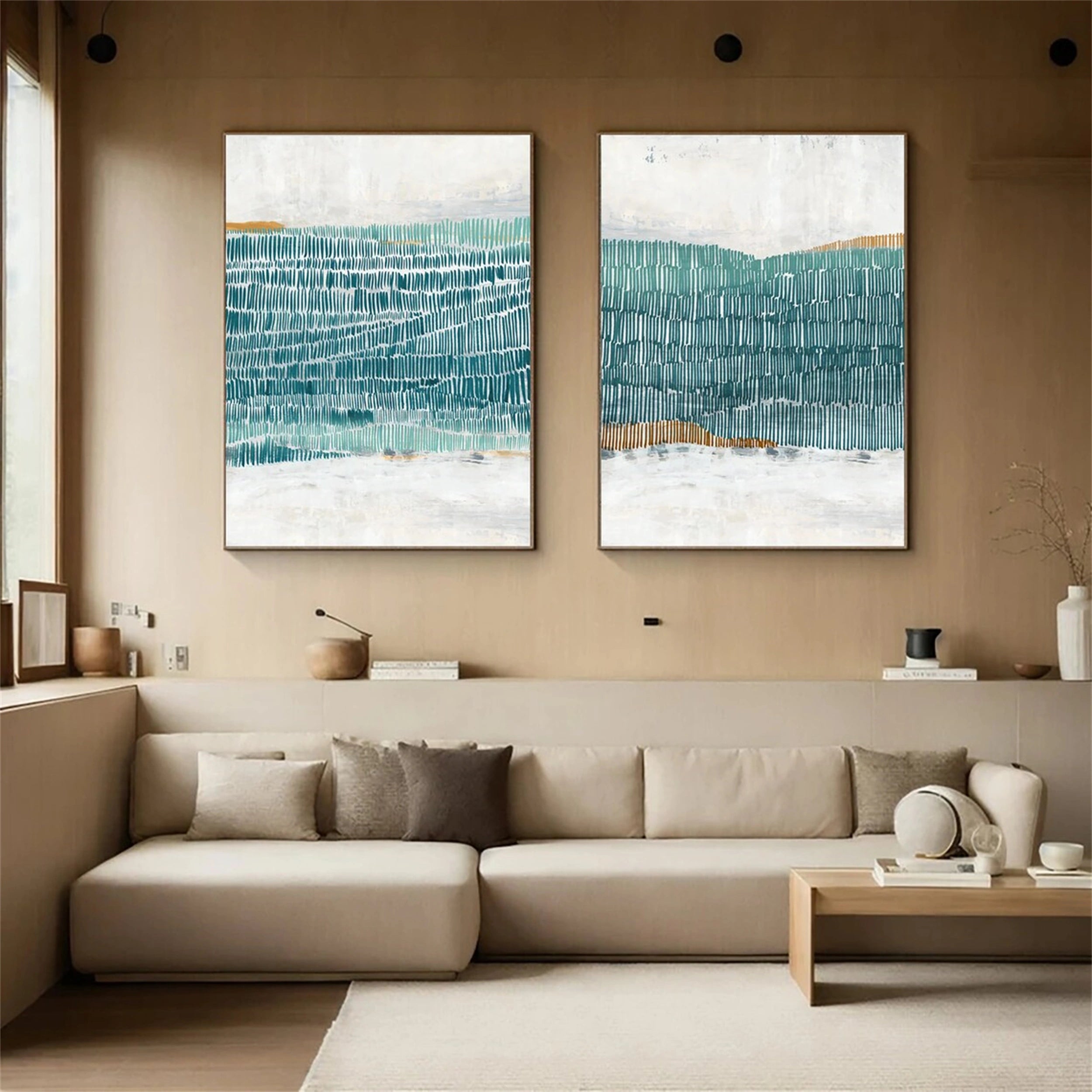 Abstract Tranquility Set of 2 Modern Canvas Wall Art - Minimalist Home Decor for Living Room, Bedroom & Office - #WS121