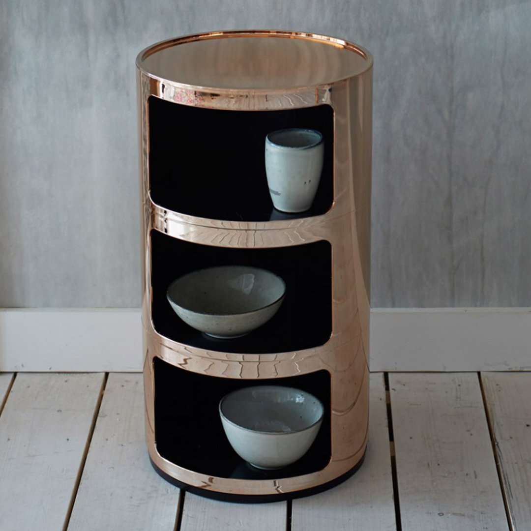 Componibili Round 3-Door Storage Tower - Modern Modular Organizer for Bedroom, Living Room & Office - Space-Saving Furniture Solution
