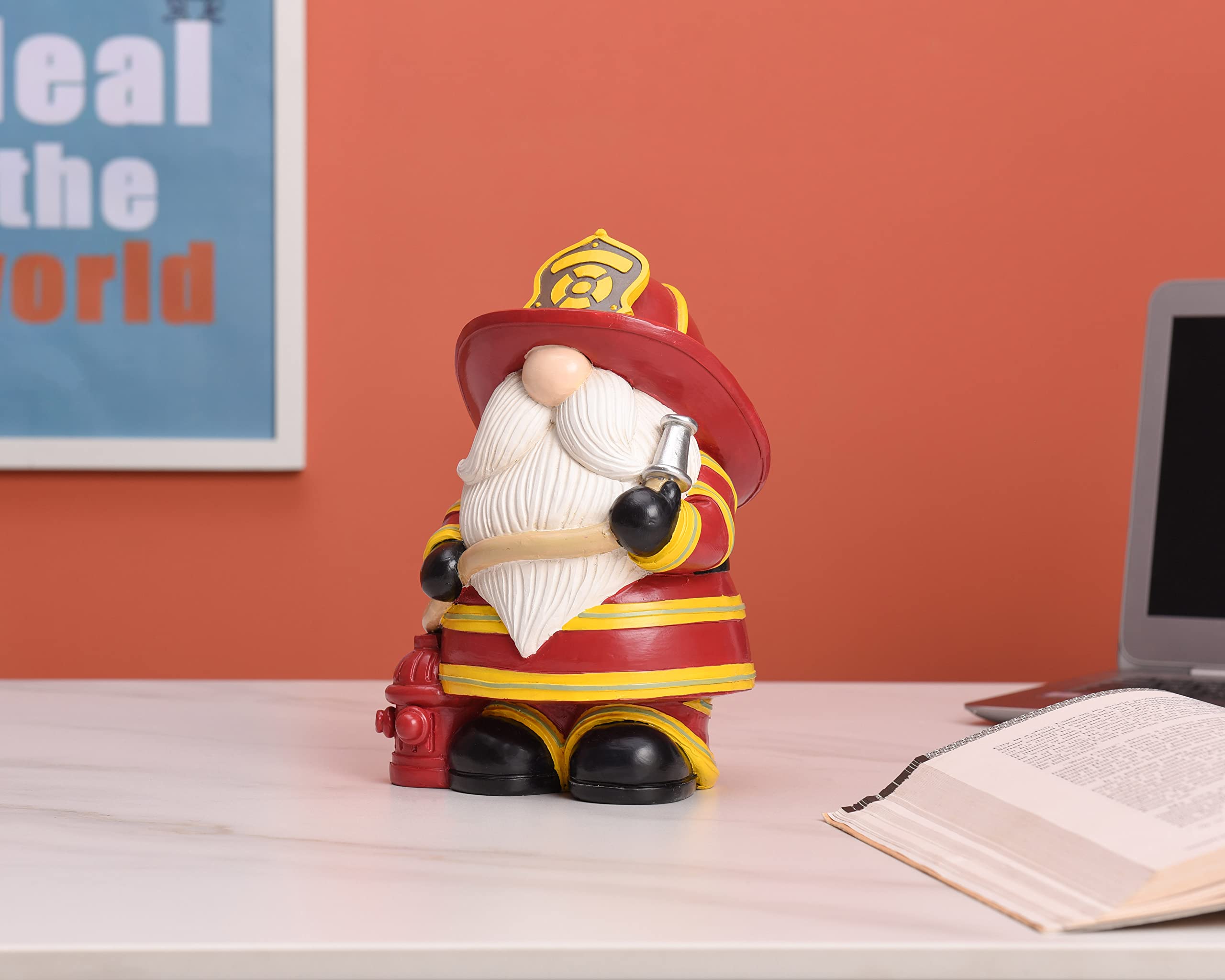 Pointnio Firefighter Gnomes - Patriotic Home Decor for Fireman Gifts, Living Room Shelf Decorations & Collectible Figurines (Red) - Perfect for Firefighter Appreciation, Christmas Gifts & Patriotic Home Decor