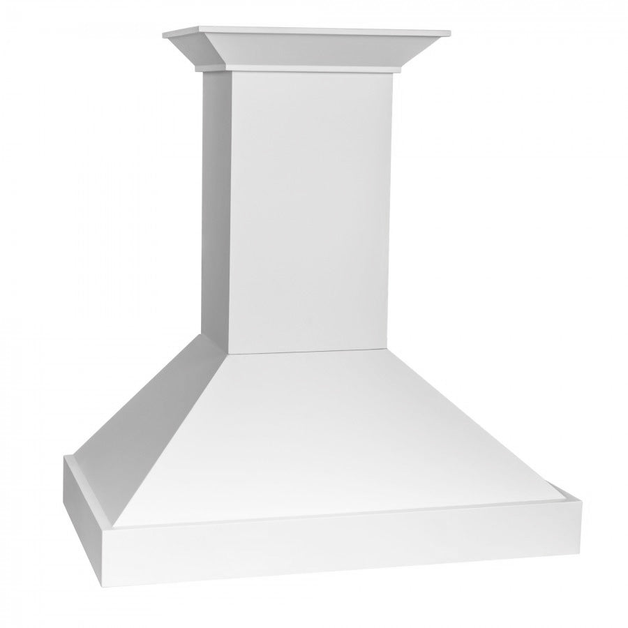 ZLINE 36 Inch Wooden Wall Mount Range Hood - Smooth Bright White Finish (KBWW 36) | Modern Kitchen Ventilation for Home Cooking & Baking