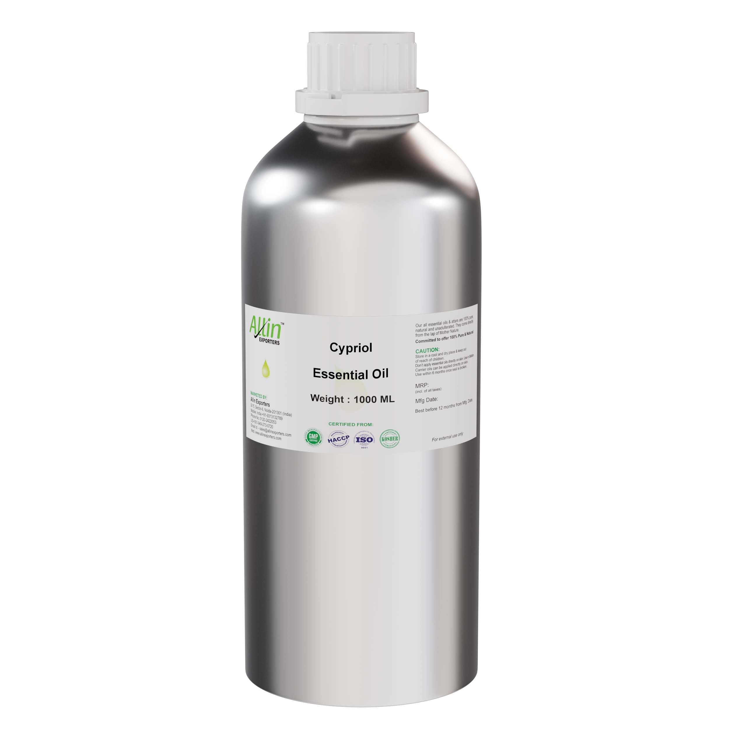 Pure Cypriol Essential Oil 1000ml - 100% Natural, Undiluted & Therapeutic Grade for Skincare, Aromatherapy - Perfect for Massage, Diffusers & DIY Beauty Products
