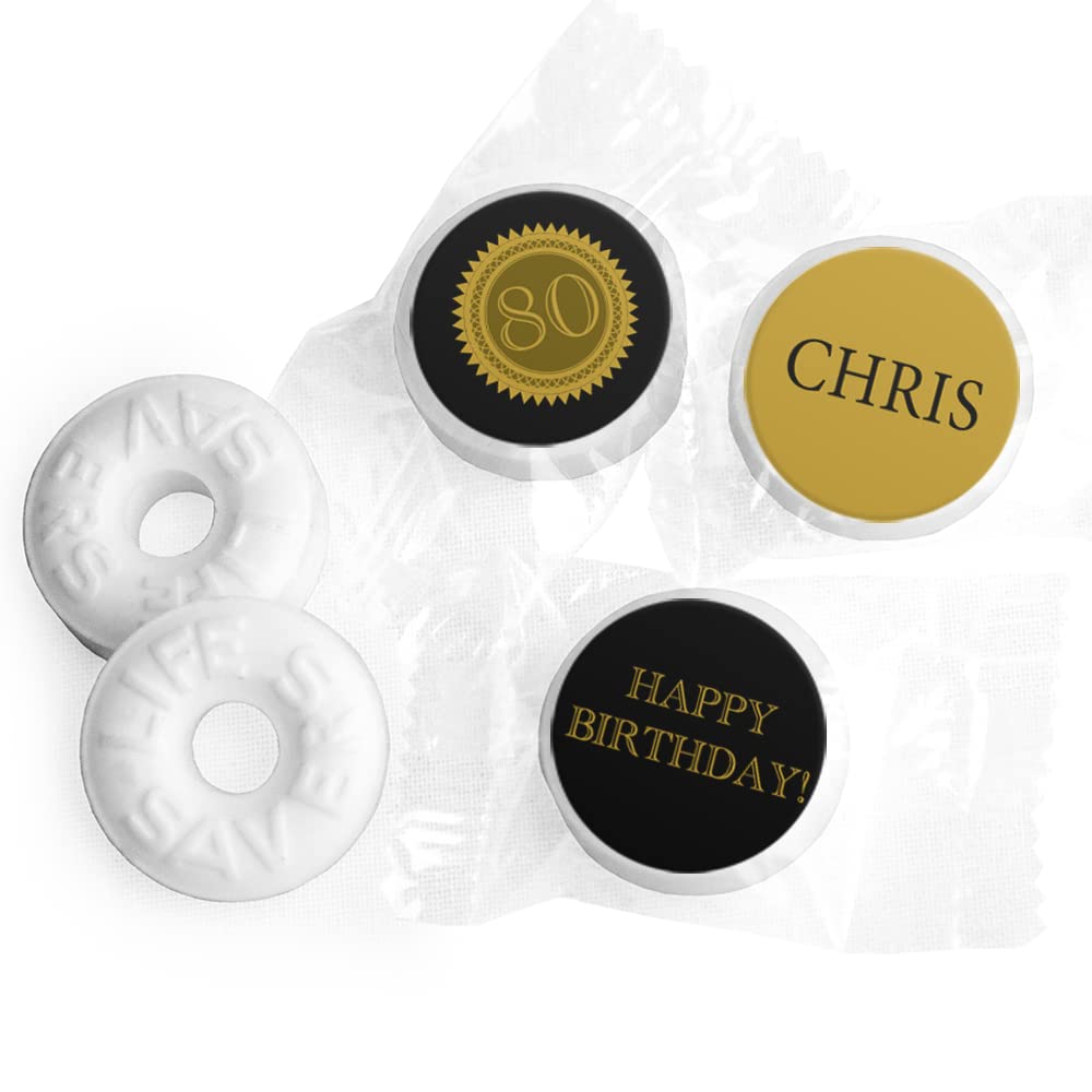 Personalized 80th Birthday Party Favors - Bulk LifeSavers Mints (320 Individually Wrapped) - Custom Candy for Milestone Celebrations, Retirement Parties & Anniversary Events