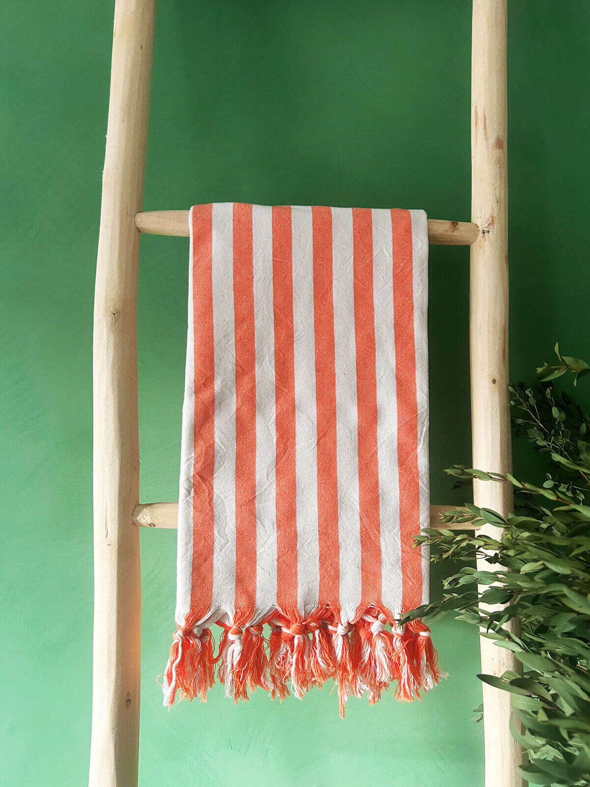 Brighton Striped Hammam Towel - Soft & Absorbent Turkish Bath Towel, Lightweight & Quick-Dry, Perfect for Beach, Yoga, Spa & Travel - Orange