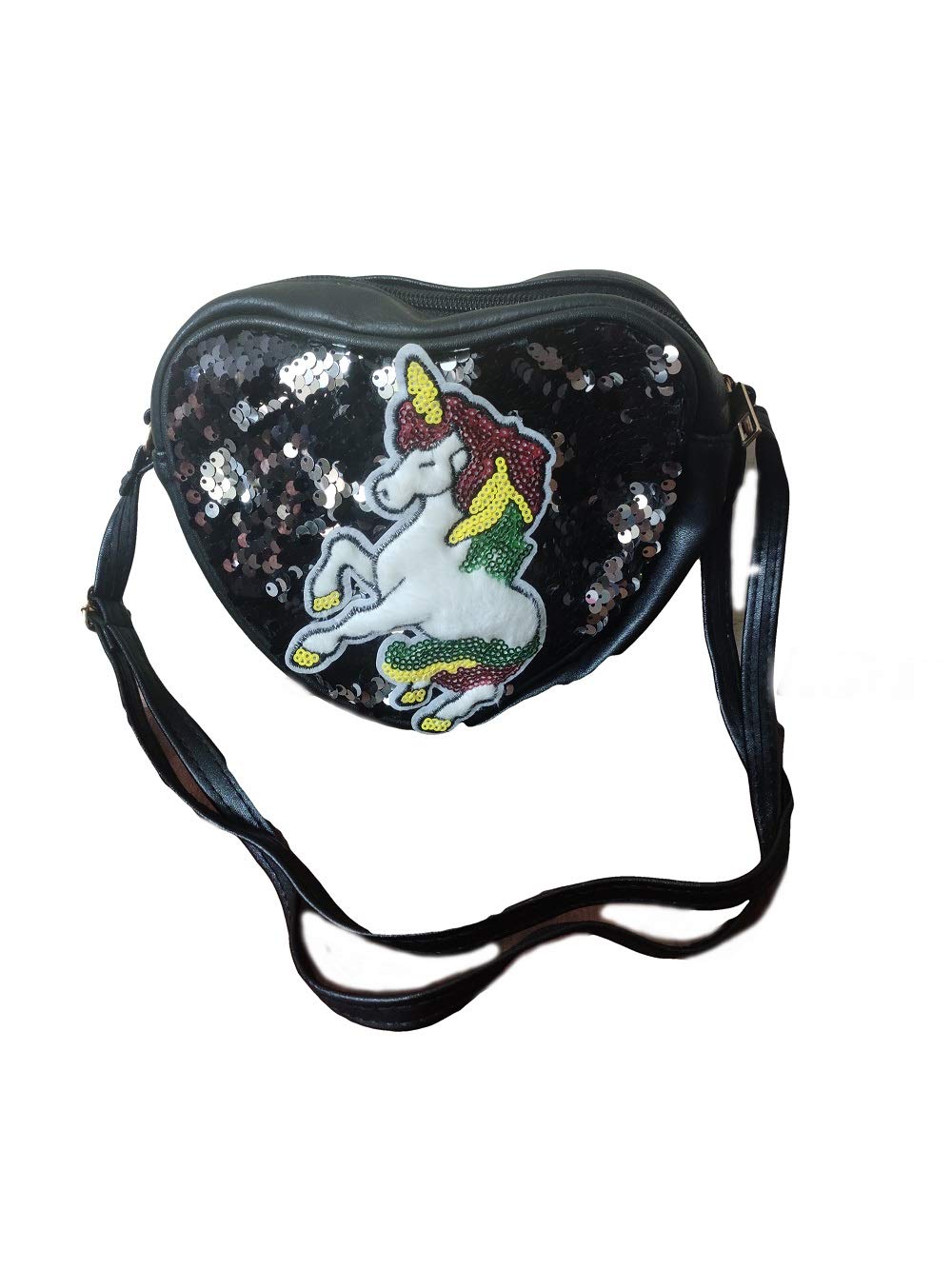 Cute Cartoon Printed Heart Shape Backpack for Kids - Lightweight Crossbody Bag for School, Picnic & Outdoor Adventures (Black) | Perfect Gift for Girls & Boys