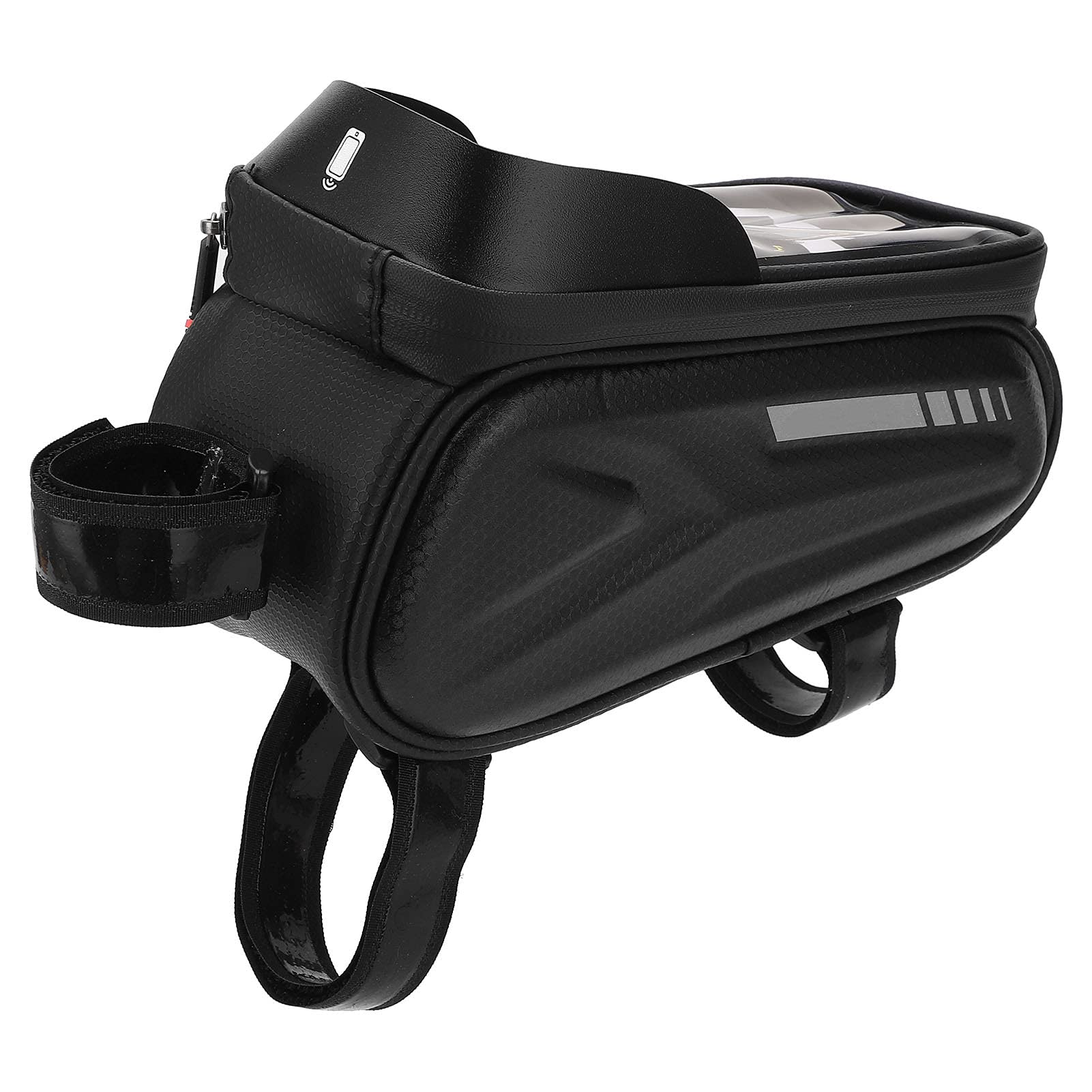 Waterproof Bike Phone Frame Bag - Reflective Top Tube Bicycle Phone Holder for iPhone & Android - Perfect for Cycling, Commuting & Outdoor Adventures (White Reflective)