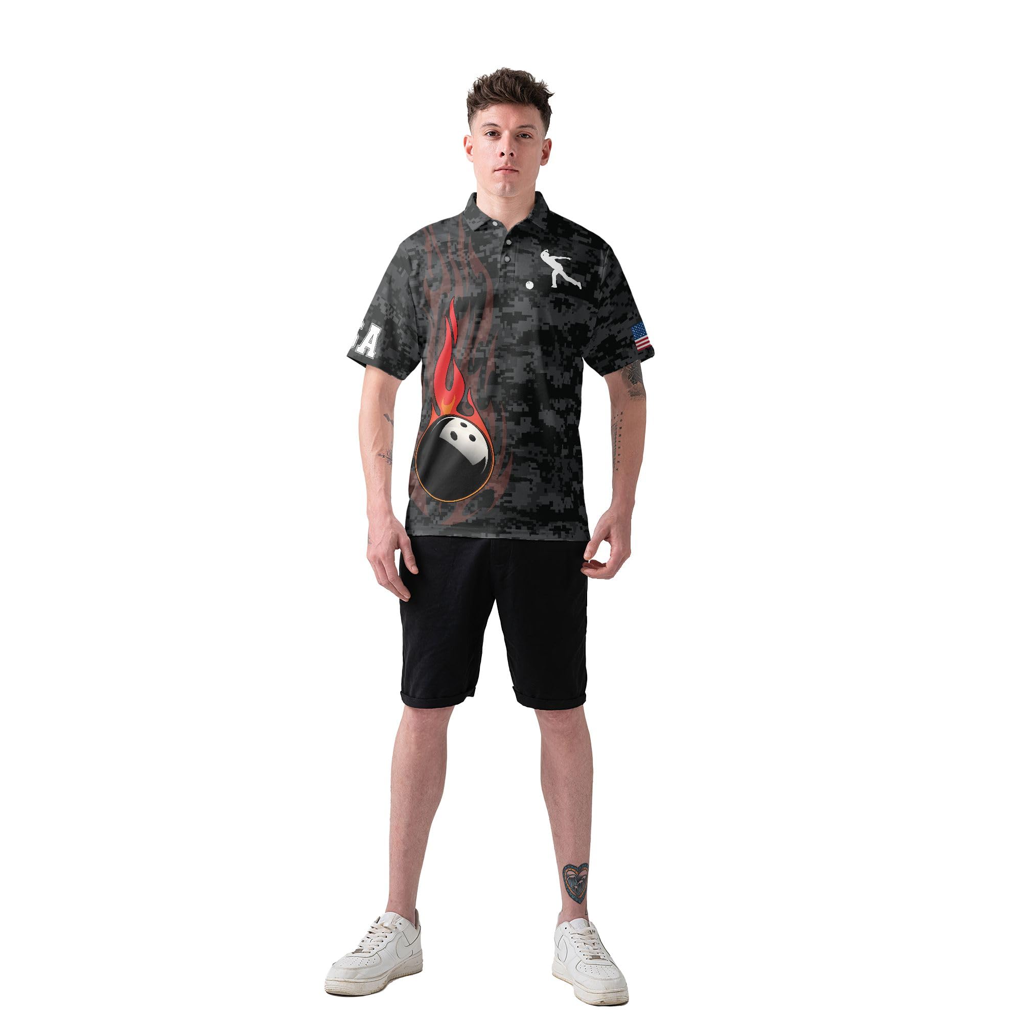 HYPERFAVOR Men's Smart Bowling Polo Shirts - Breathable Short Sleeve Performance Polo Set of 3 - Perfect for Bowling Leagues, Casual Wear & Summer Outings