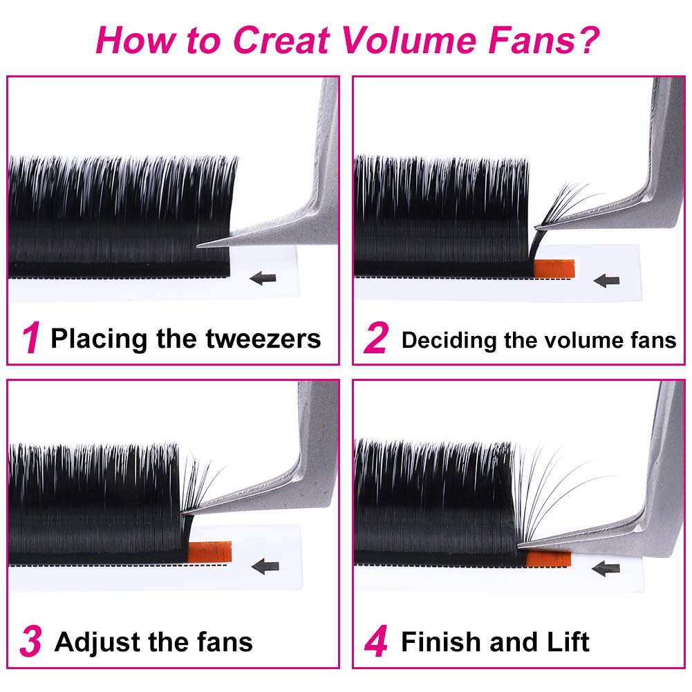 DD Curl Volume Eyelash Extensions 8-30mm - Easy Fanning & Self Blooming Lashes (0.03-DD, 16mm) for Professional Salon & Home Use