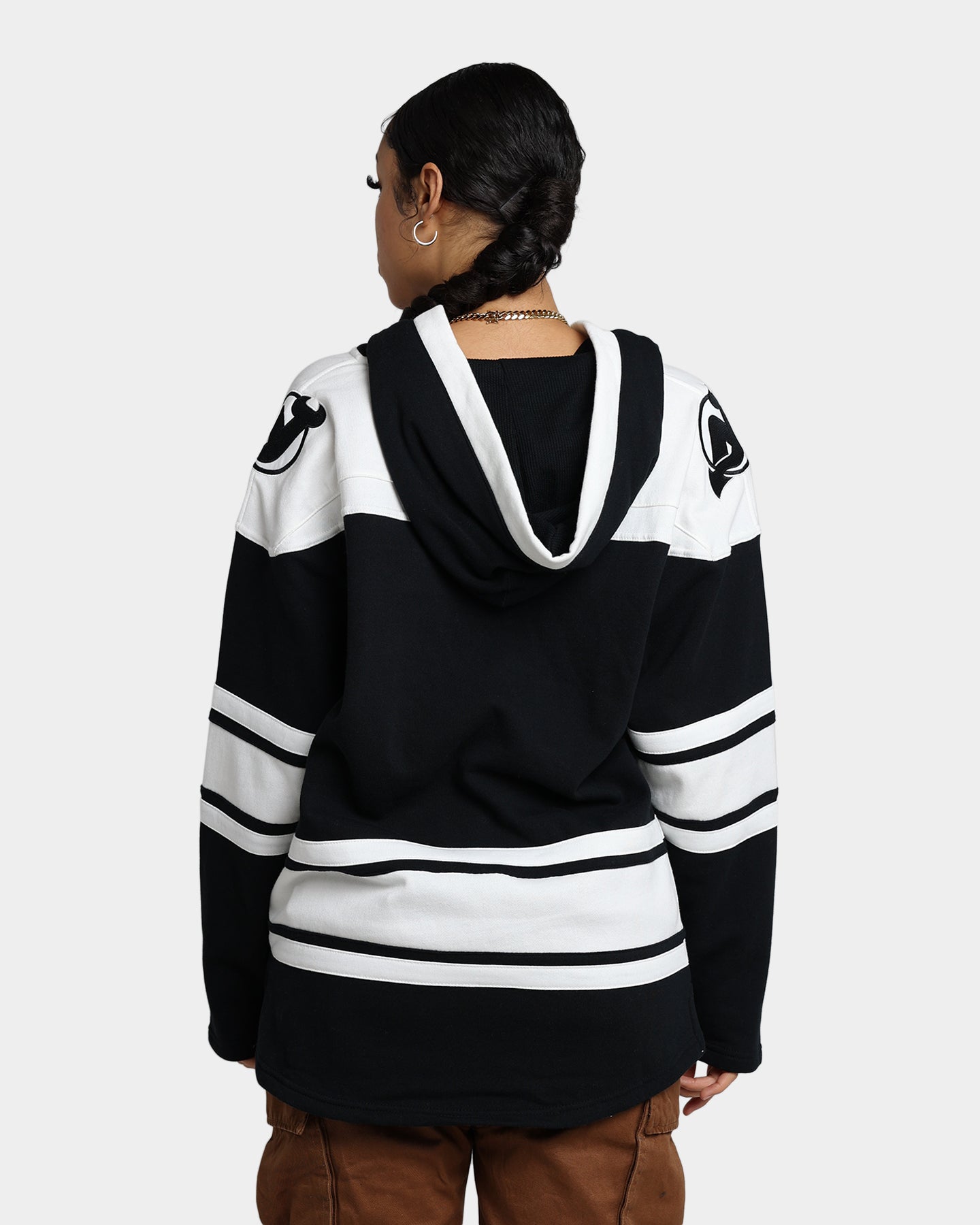 47 Brand New Jersey Devils Superior Lacer Hoodie - Men's NHL Hockey Pullover Sweatshirt - Jet Black - Perfect for Game Day & Casual Wear