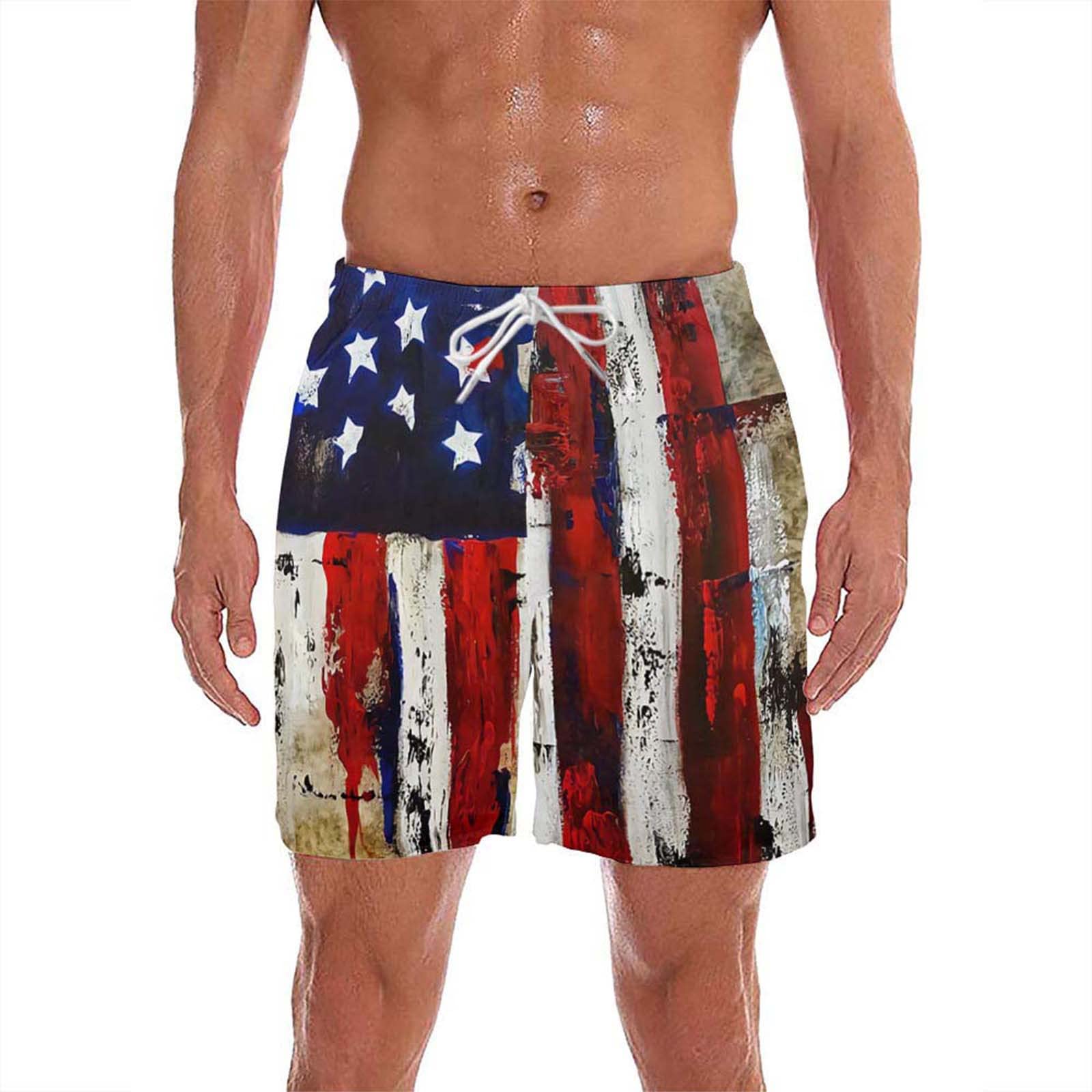**Men's Quick-Dry Running & Swim Shorts - Gradient Hawaiian Beach Shorts with Pockets for Summer Sports & Outdoor Activities**