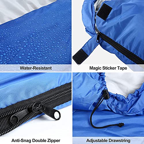 Ultralight Waterproof Winter Sleeping Bag for Adults - Thickened Warm Camping Sleeping Bag for Outdoor Adventures - Perfect for Hiking, Backpacking & Cold Weather Camping (Sky Blue)