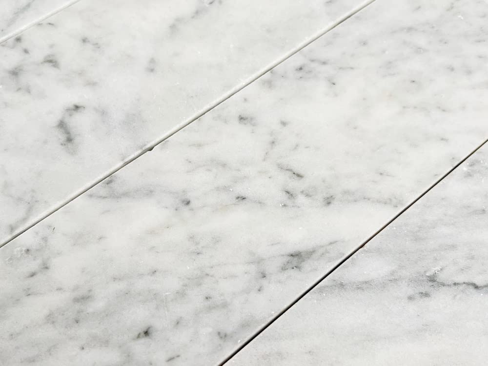 Premium Carrara Italian Bianco Marble 4x12 Subway Tile - Polished Finish for Kitchen Backsplash, Bathroom & Shower Walls, Flooring - Elegant Home Decor (Box of 30 Tiles) | Perfect for Modern Farmhouse, Mediterranean & Luxury Interior Designs