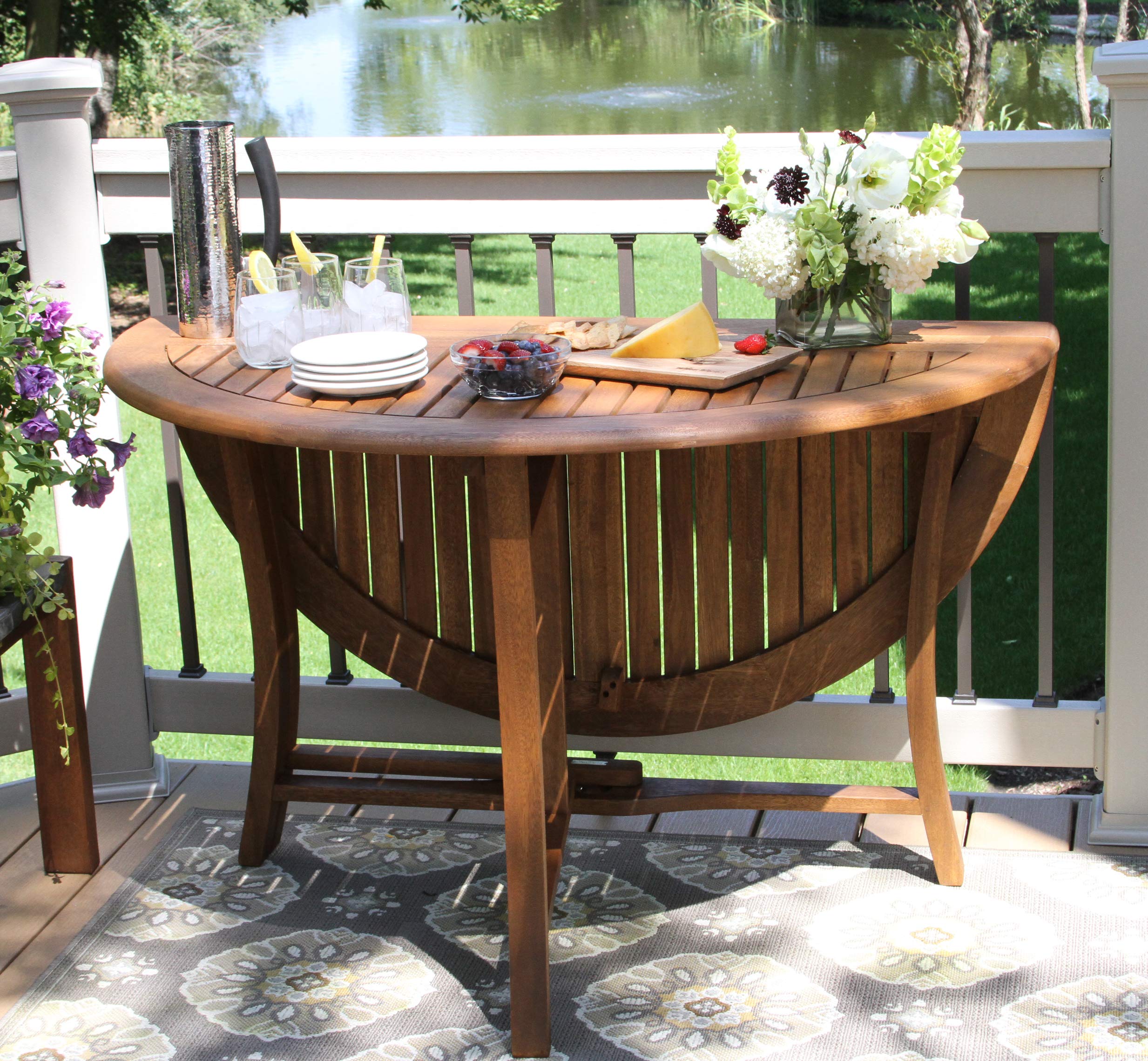 48-Inch Round Folding Table for Outdoor & Indoor Use - Durable Brown Patio Dining Table - Perfect for Backyard BBQs, Picnics, and Home Entertaining