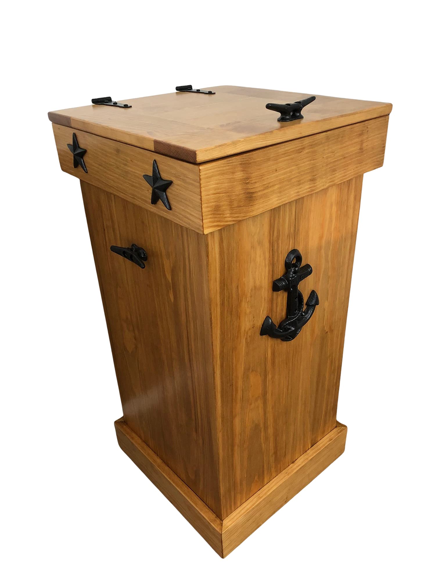 30 Gallon Wooden Trash Can - Rustic Outdoor Garbage Bin for Patio, Garden & Backyard Waste Disposal