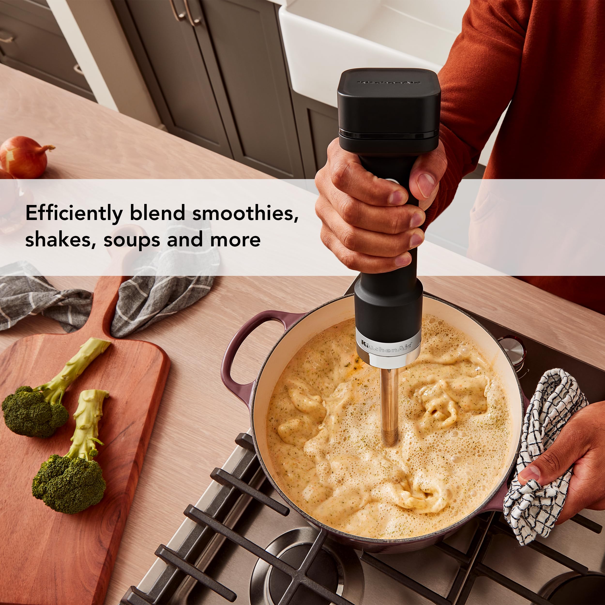 KitchenAid KHBRV05BM Cordless Hand Blender Set with Accessories - Rechargeable Battery (Sold Separately) - Perfect for Smoothies, Soups & Baking - Ideal for Home Kitchens & Small Restaurants