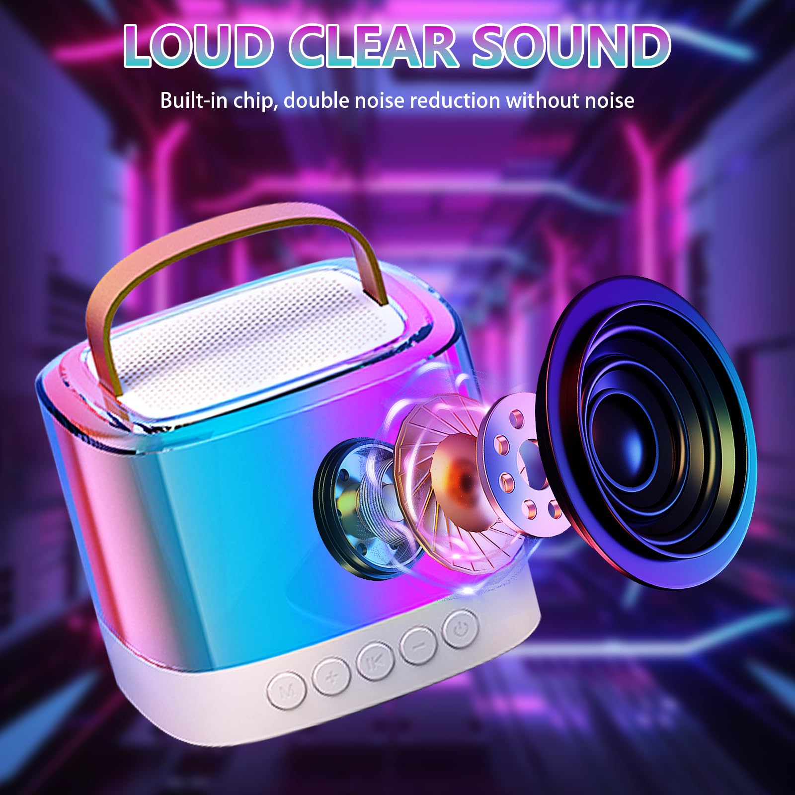 Portable Bluetooth Karaoke Machine with 2 Wireless Microphones for Adults & Kids - TF/USB/AUX Input, Echo & Vocal Cut Features - Perfect for Home Parties, Travel & Family Gatherings