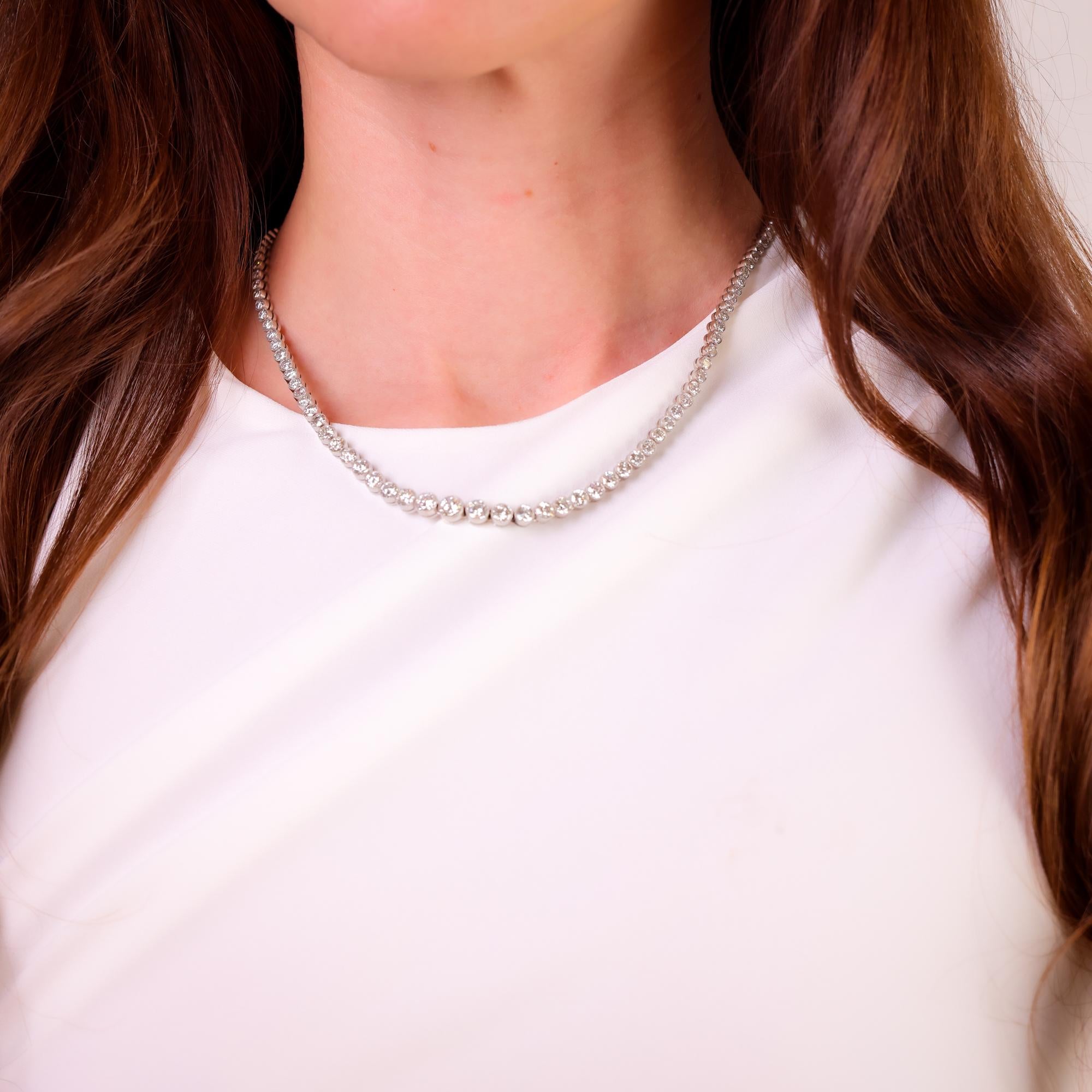 Vintage Inspired 14.58 Carat Diamond Riviera Necklace in Platinum - Perfect for Weddings, Anniversaries & Special Occasions