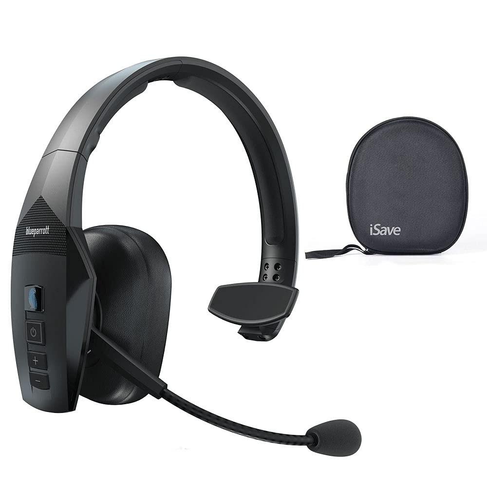 BlueParrott B550-XT (204165) Noise Cancelling Wireless Bluetooth Headset with iSave Protective Carrying Case - 24 Hours Talk Time for Truckers, Call Centers & Remote Work