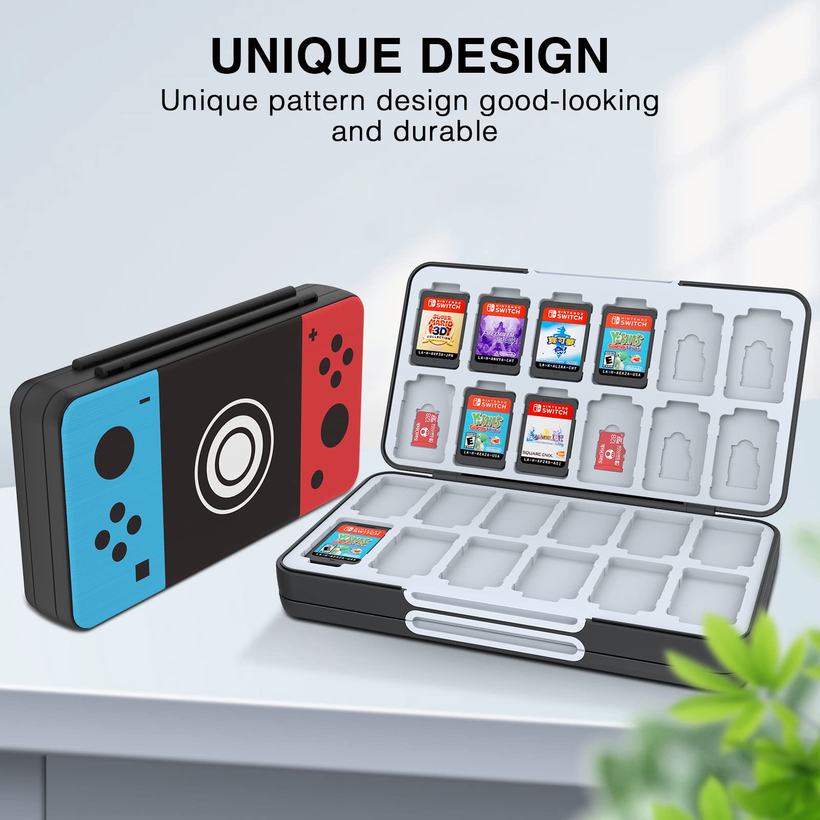 Custom Pattern Nintendo Switch & Switch OLED Game Card Holder - 48 Game & 24 Micro SD Card Slots - Portable Travel Storage Case for Gaming Accessories | Perfect for Travel, Home Use & Switch Console Protection