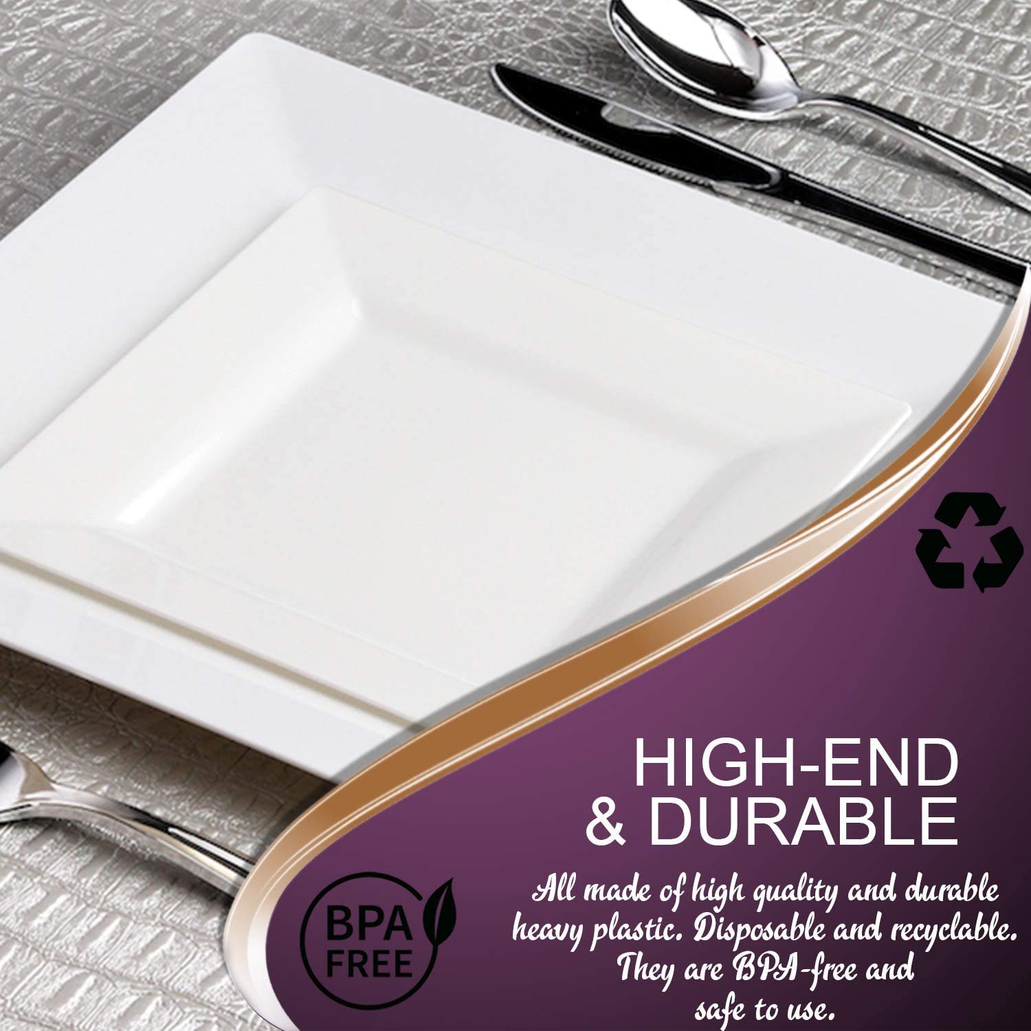 Smarty Had A Party 960 Heavy-Duty Disposable White Plastic Square Pastry Plates 4.5 Inch - Bulk Party Supplies for Weddings, Birthdays & Events - Perfect for Desserts, Appetizers & Catering