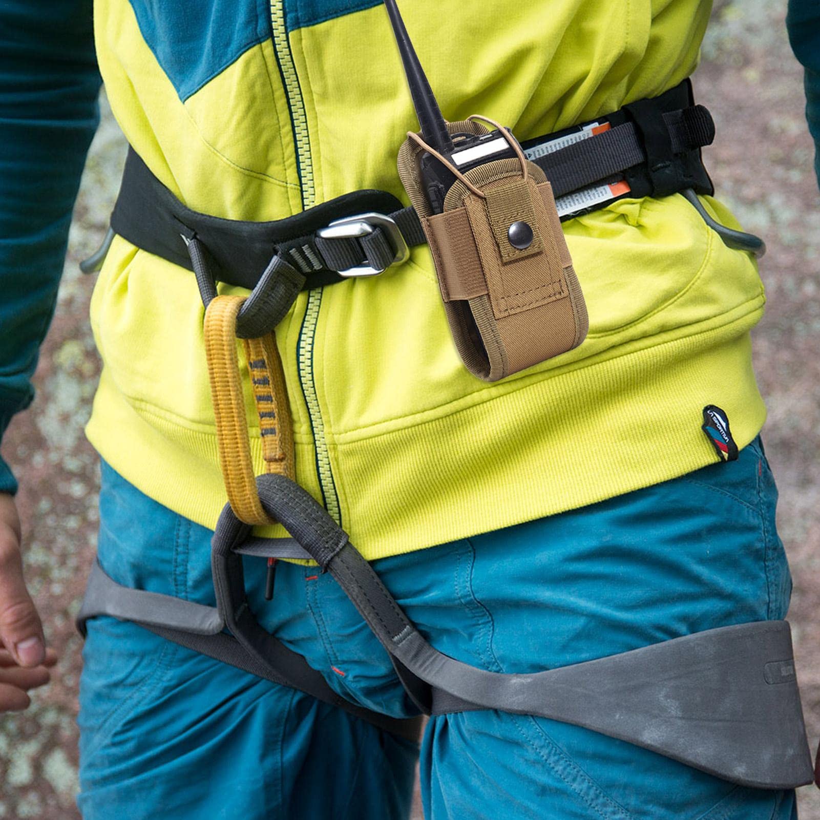 Heavy Duty Two-Way Radio Holster Case with Belt Pouch - Durable Walkie Talkie Holder for Construction, Security & Outdoor Activities