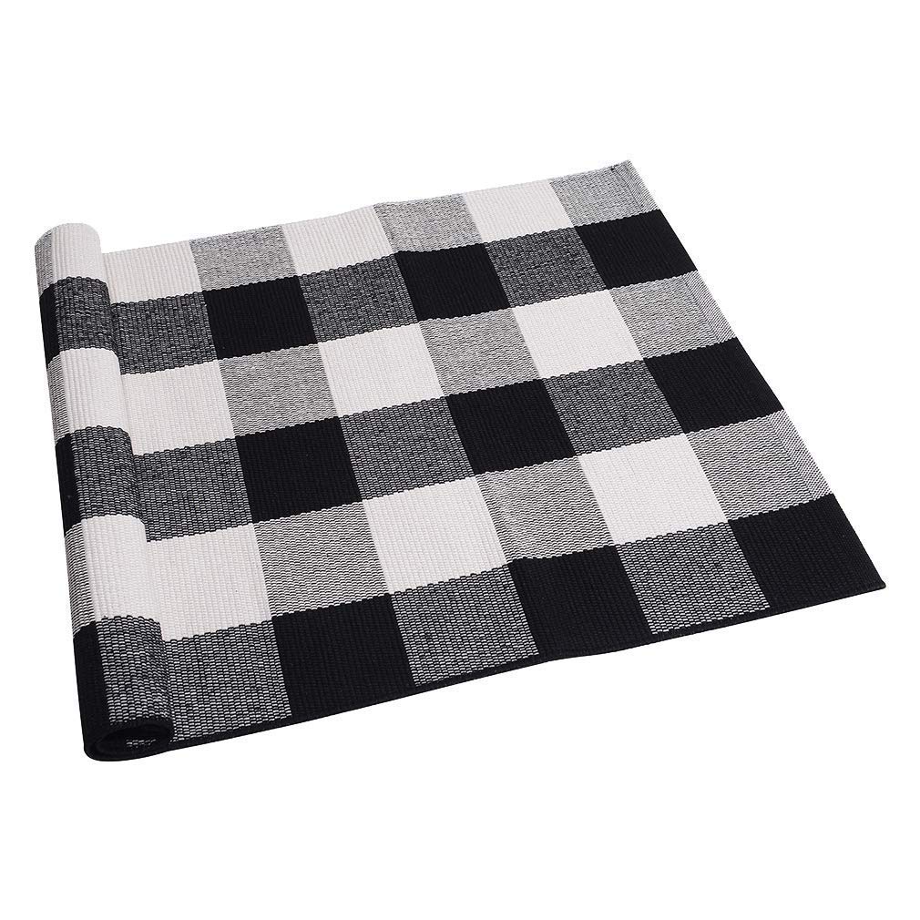 SEEKSEE Cotton Buffalo Plaid Rug 2'x3' Black and White Checked Washable Indoor Outdoor Rug - Perfect for Front Door, Porch, Kitchen, Farmhouse & Entryway Decor | Cozy Layered Floor Mat for Home, Cabin & Office