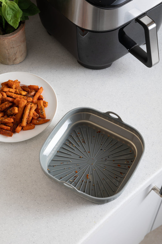 Non-Stick Collapsible Silicone Air Fryer Liner - Rectangle Shape for Easy Storage - Perfect for Healthy Cooking, Baking, and Roasting in Air Fryers