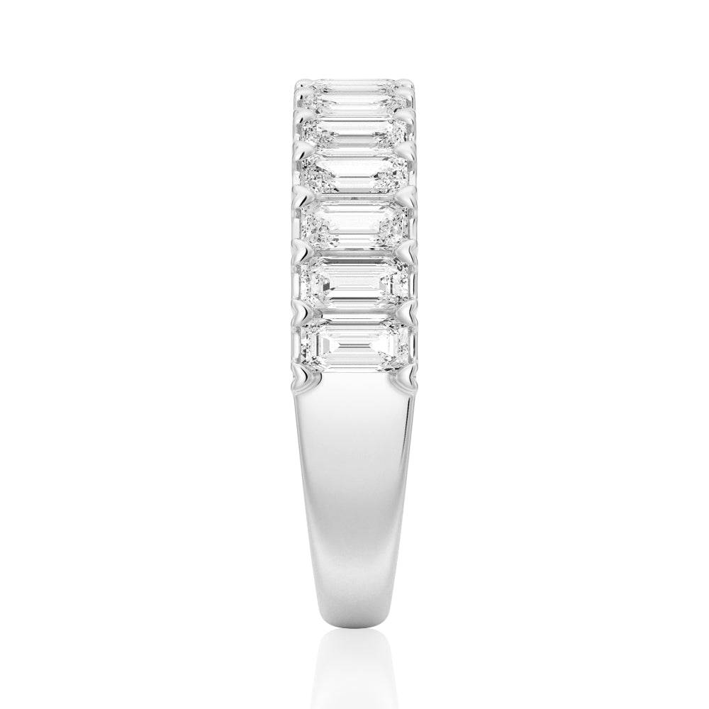 Emerald Cut Moissanite Wedding Band for Women - 14K White Gold Eternity Ring for Brides, Engagement & Anniversary Gifts - Perfect for Proposals, Vow Renewals & Special Occasions