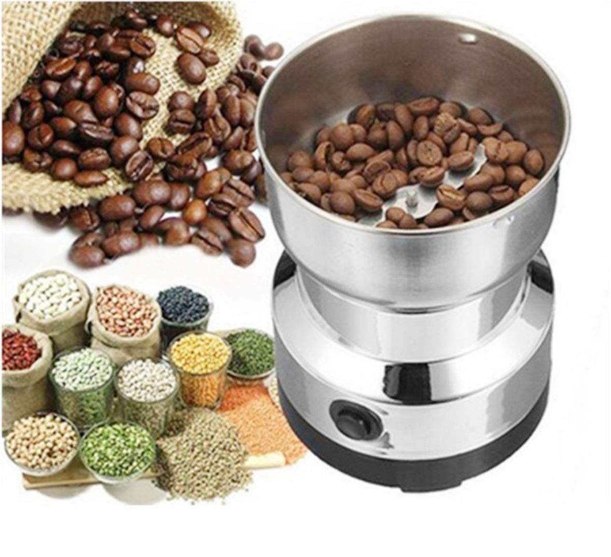 Premium Electric Stainless Steel Coffee Grinder - Adjustable Spice & Nut Grinding Blender for Fresh Coffee Beans, Herbs & Spices | Perfect for Home Kitchens, Coffee Shops & Camping Use