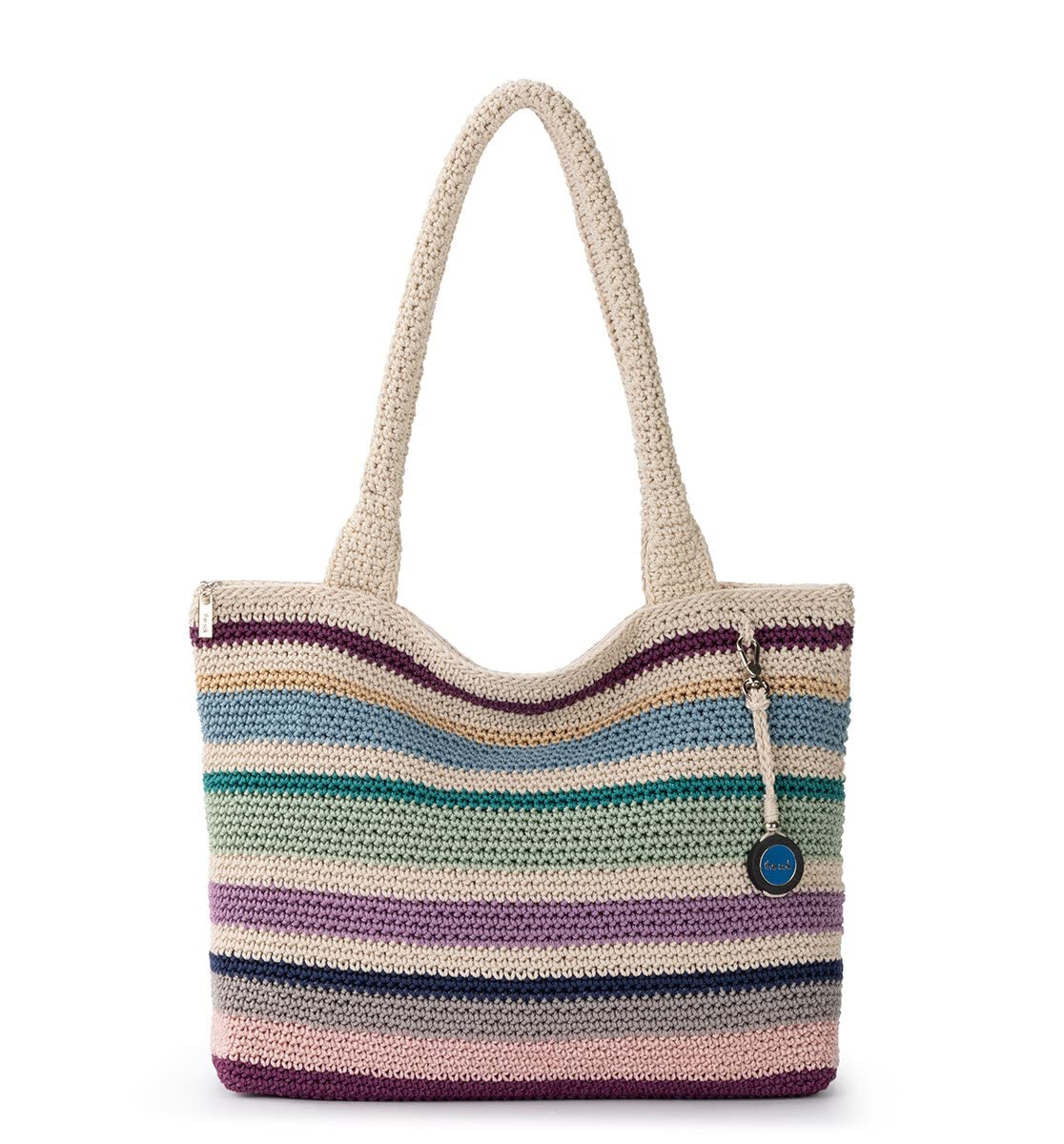 The Sak Women's Hand-Crochet Carry-All Bag - Classic Boho Beach Tote with Stripe Design (Mendocino Stripe, One Size US) - Perfect for Beach Days, Shopping & Travel Accessories