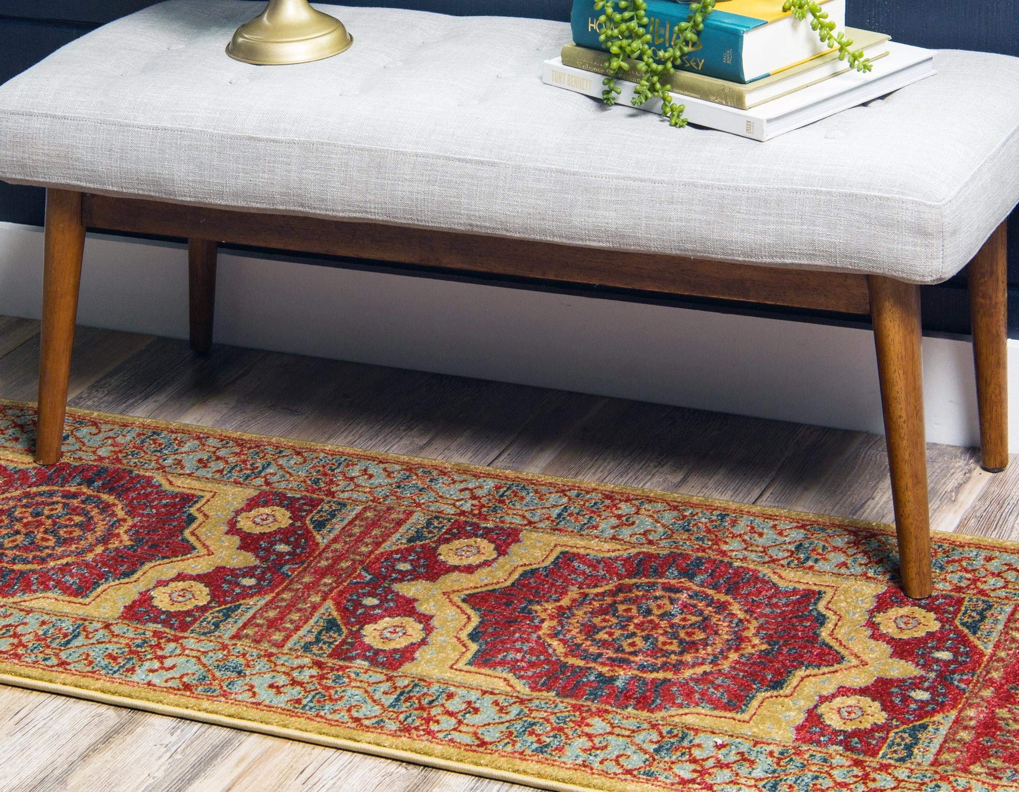 Amina Collection 10' Red Flatweave Runner Rug - Soft Non-Slip Hallway & Entryway Carpet for Home Decor | Perfect for High Traffic Areas, Living Rooms & Bedrooms