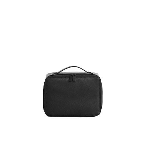 Black Makeup Bag for Travel & Daily Use - Waterproof Cosmetic Organizer with Mirror, Perfect for Toiletries, Brushes & Skincare Essentials