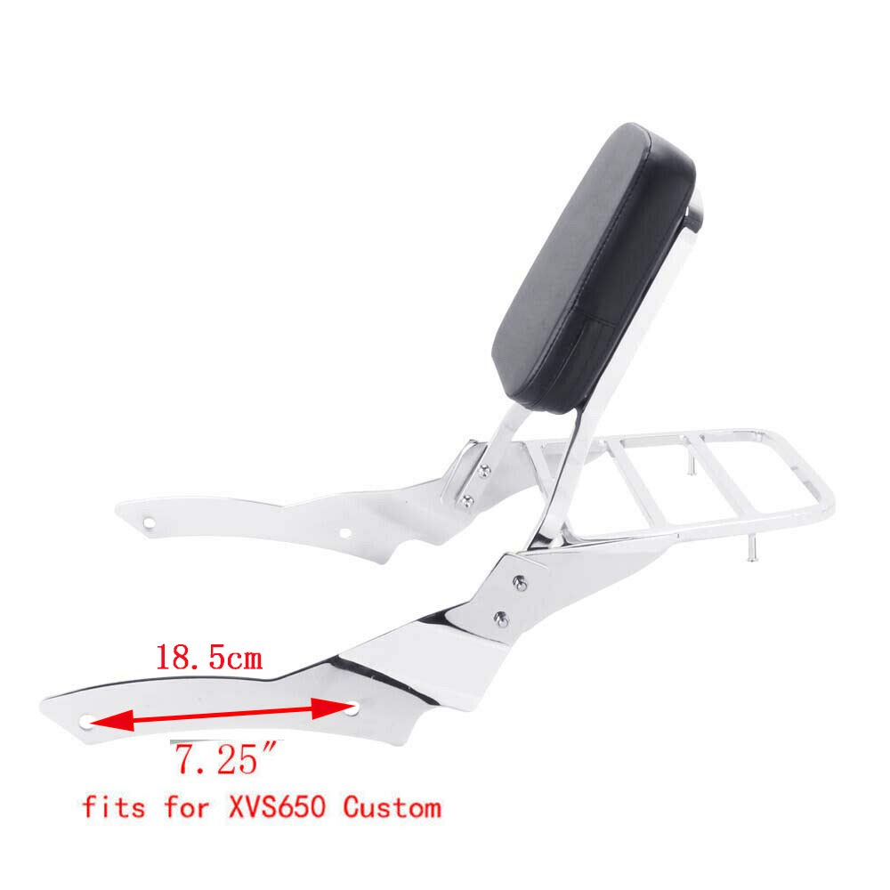 Yamaha V Star XVS650 Custom Drag Star Backrest Sissy Bar & Luggage Rack - Heavy Duty Motorcycle Accessory for Comfort & Storage - Perfect for Long Rides, Touring & Road Trips