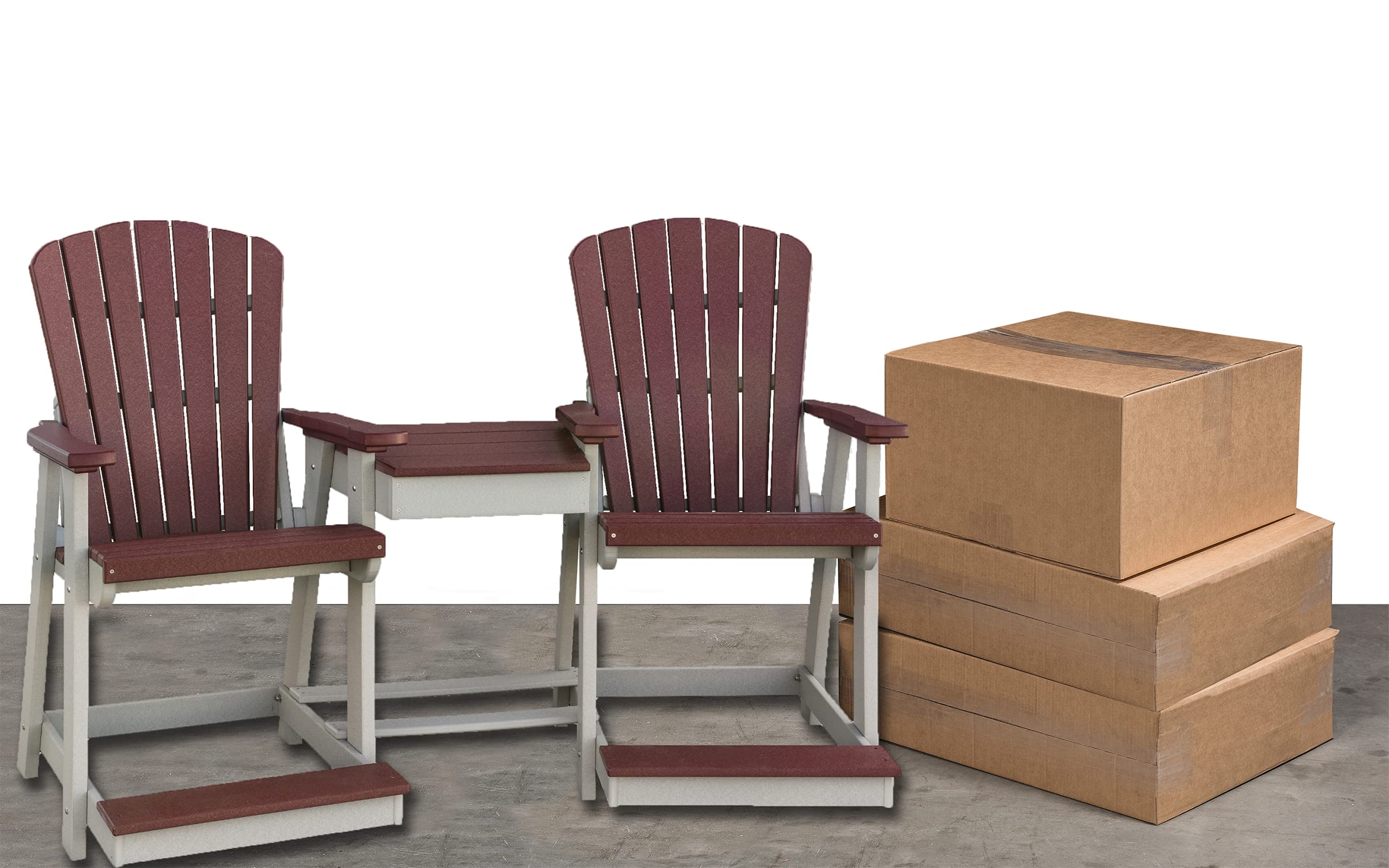 3-Piece Outdoor Bistro Set with 2 Chairs & Center Table - Durable Plastic Poly Patio Furniture, Amish-Made in USA (Tudor Brown/Weatherwood) - Perfect for Garden, Deck, Poolside & Small Balcony Dining