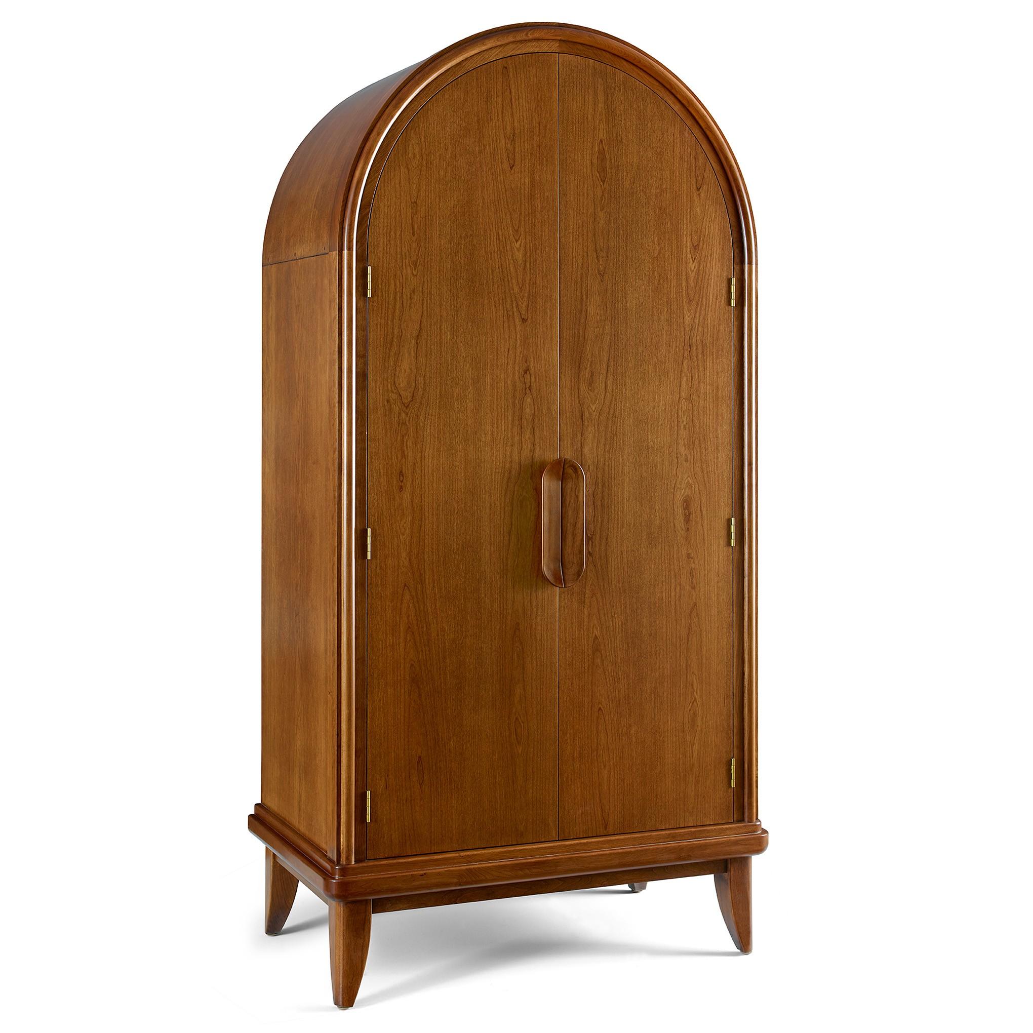 Martine Arced Wardrobe - Modern Closet Organizer with Adjustable Shelves & Hanging Rod for Bedroom, Walk-in Closet & Dorm Room Storage Solutions