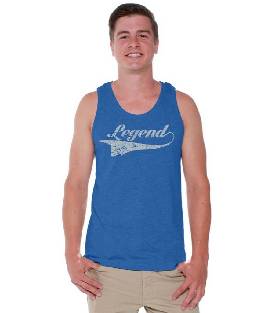 Awkwardstyles Men's Vintage Retro Legend Tank Top - Trendy Gray Muscle Tee for Gym, Beach & Casual Wear | Cool Gift with Bookmark