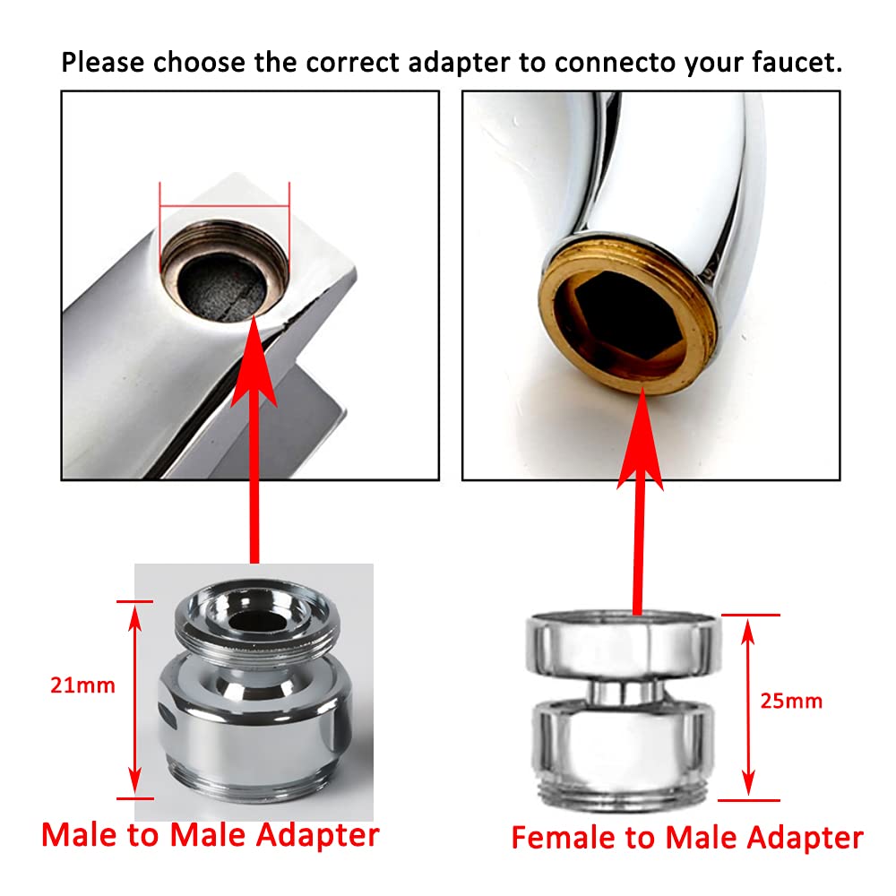 360 Degree Swivel Faucet Adapter - 24mm Female to 22mm Male NPT Thread Brass Connector for Kitchen Sink, Water Purifier & Tap Aerator | Perfect for Home, RV & Outdoor Use