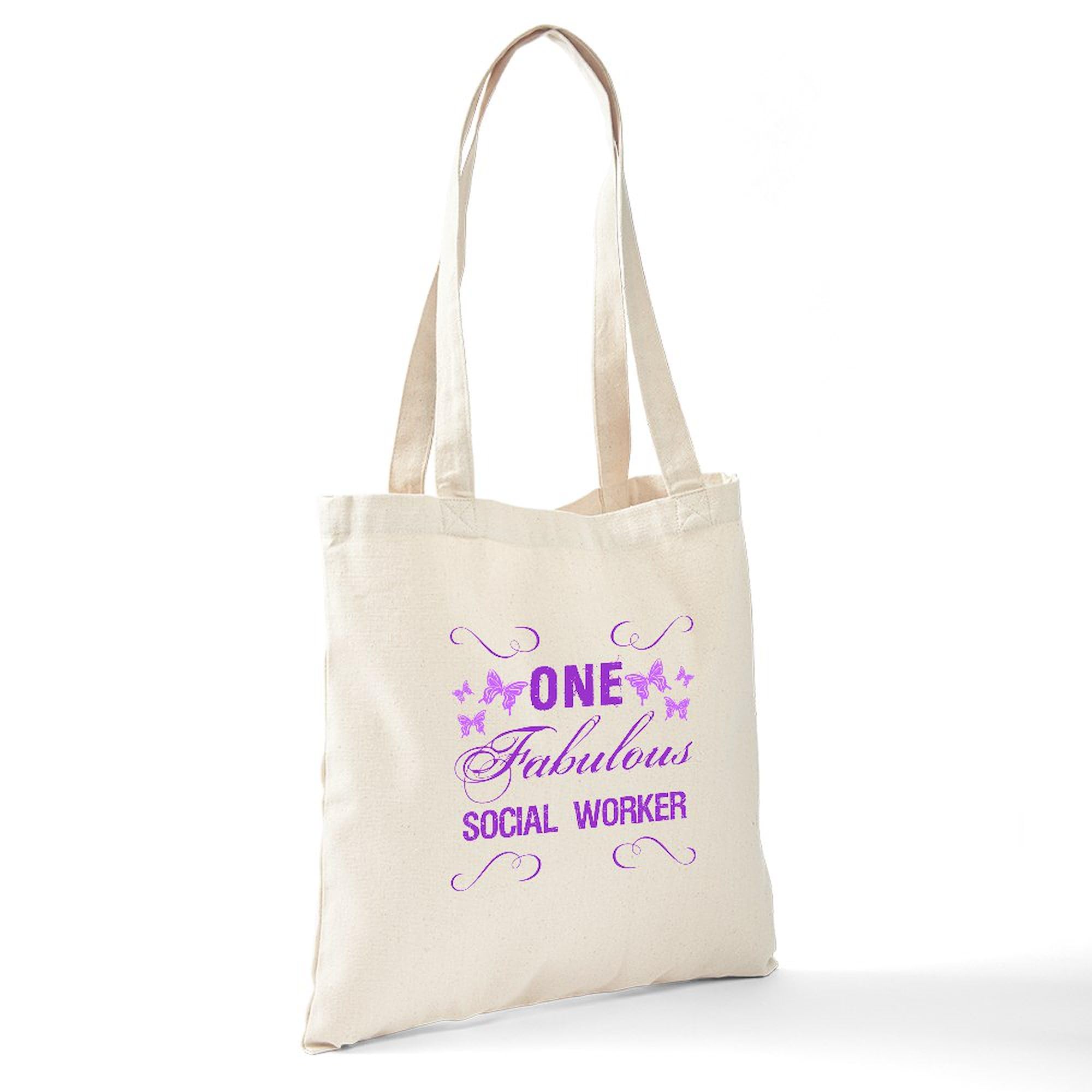 One Fabulous Social Worker Tote Bag - Natural Canvas Reusable Shopping Bag for Work, Groceries & Everyday Use | Eco-Friendly & Durable