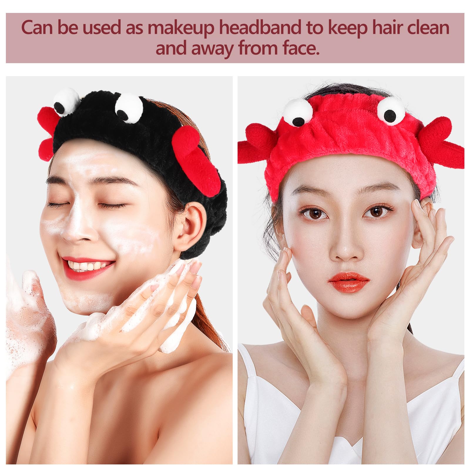 2Pcs Adjustable Soft Elastic Face Wash Headbands for Women - Coral Spa Headband for Facial, Makeup, Bath & Costume Parties | Perfect for Skincare, Spa Days & Beauty Routines