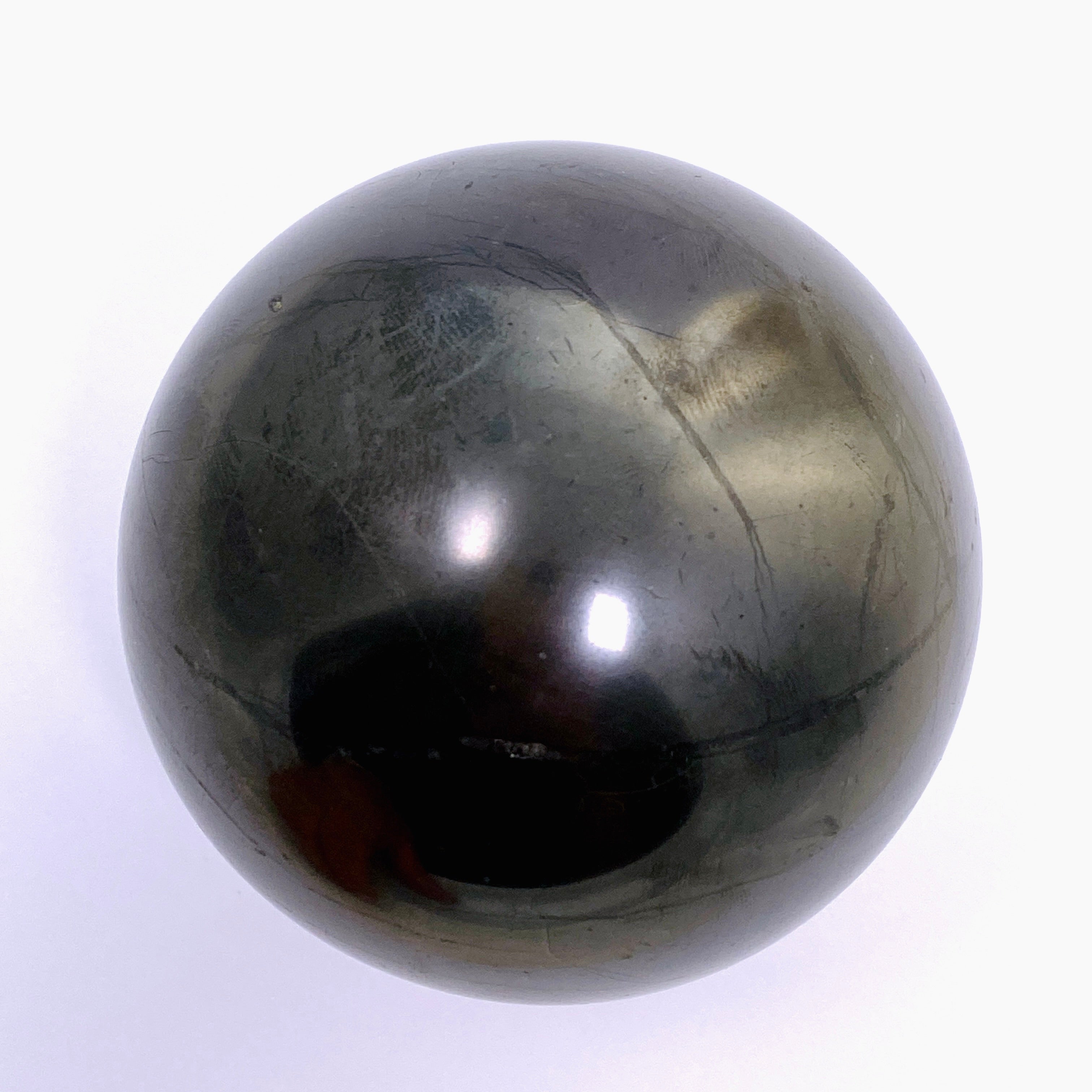 Shungite Sphere 84mm - Natural EMF Protection Stone for Home & Office - Meditation, Healing & Energy Purification - Perfect for Desk Decor, Feng Shui & Spiritual Practices