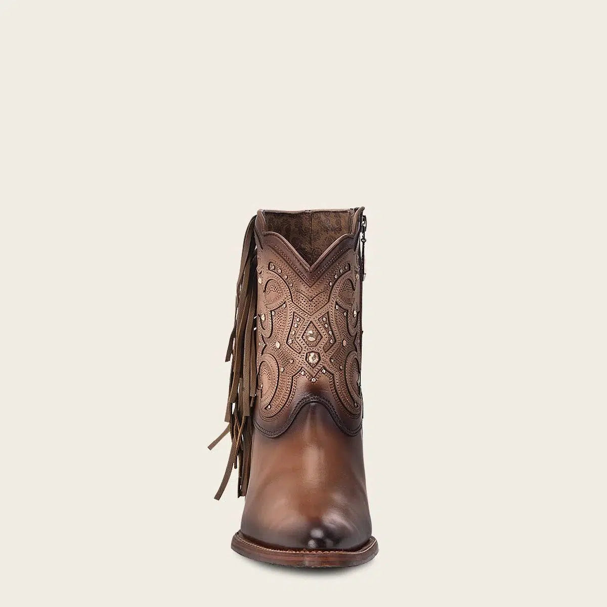 Cuadra Women's Almond Western Cowgirl Ankle Boots - Genuine Cowhide Leather Booties for Country Dancing & Rodeo Events