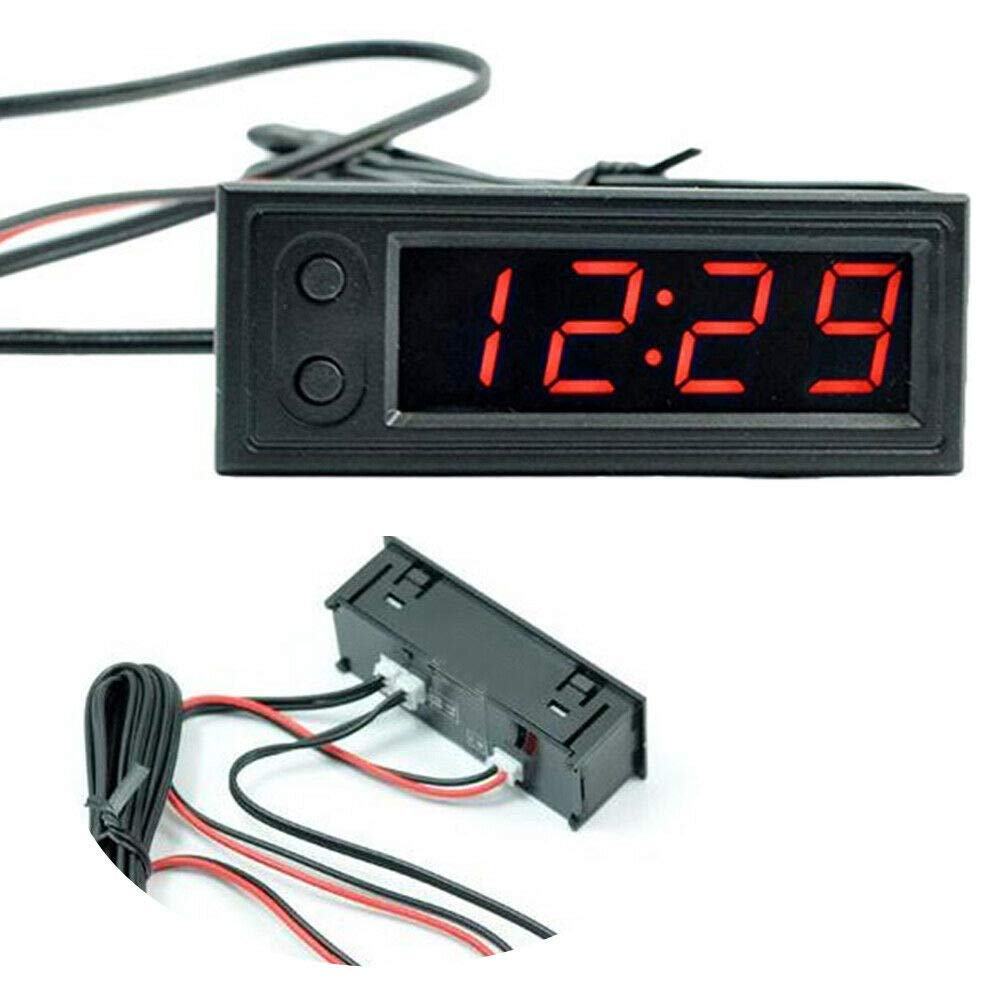12V Car LED Digital Clock with Temperature & Voltmeter - 3-in-1 Multifunctional Gauge with Backlight for Dashboard - Perfect for Night Driving, Road Trips & Vehicle Monitoring
