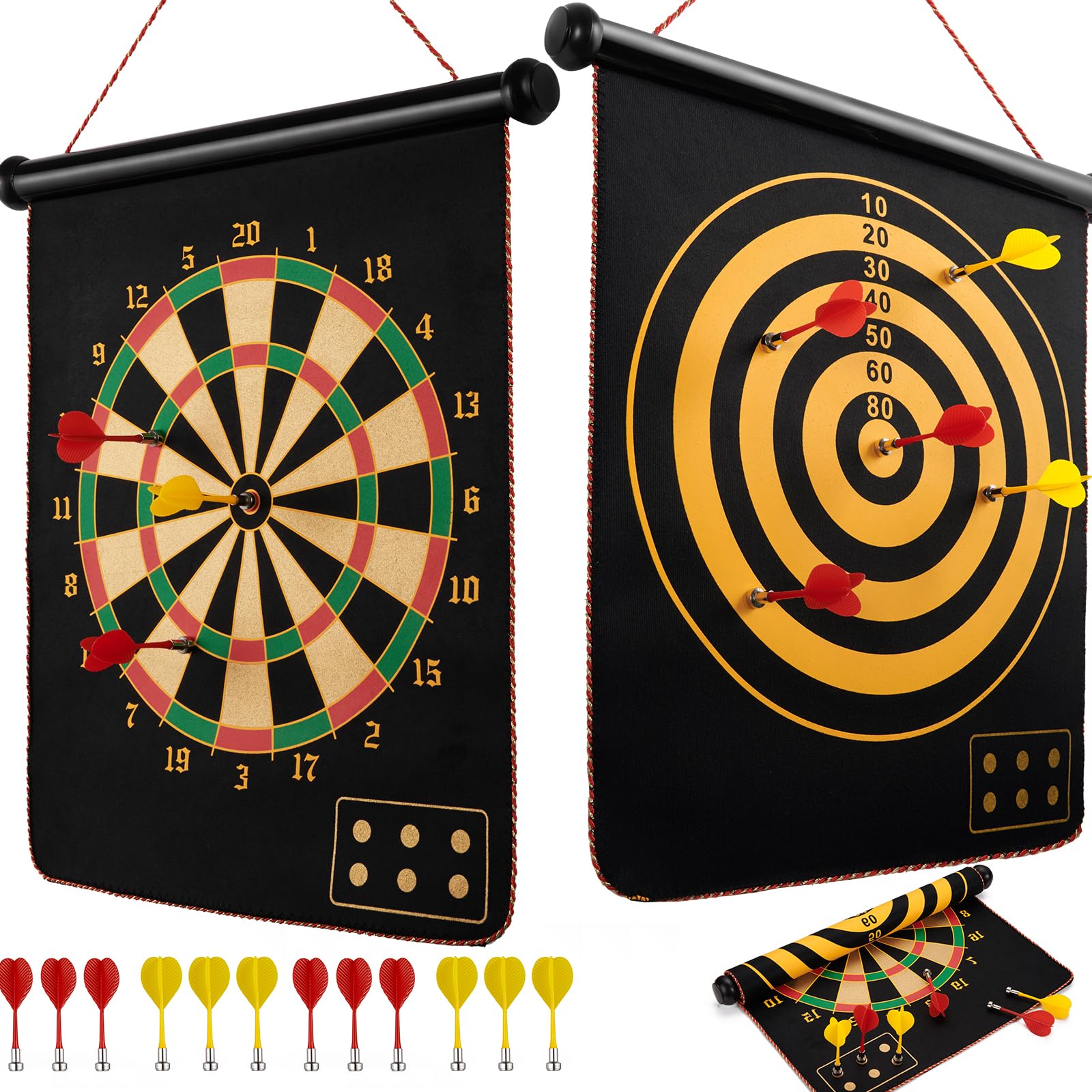 BATURU Magnetic Dart Board Set for Kids & Adults - 12 Safe Magnetic Darts, Indoor Family Fun Game for Boys & Girls Ages 4-12 | Perfect for Birthday Parties, Classroom Activities & Teen Gifts | Great Easter Basket Stuffers & Holiday Presents