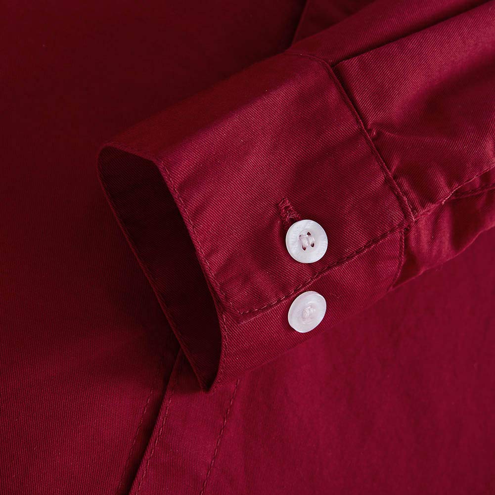 Spring&Gege Boys' Long Sleeve Dress Shirts | Formal Uniform Woven Solid Button Down Shirt for School, Church & Special Occasions | Kids Dress Clothes for Weddings, Photos & Parties