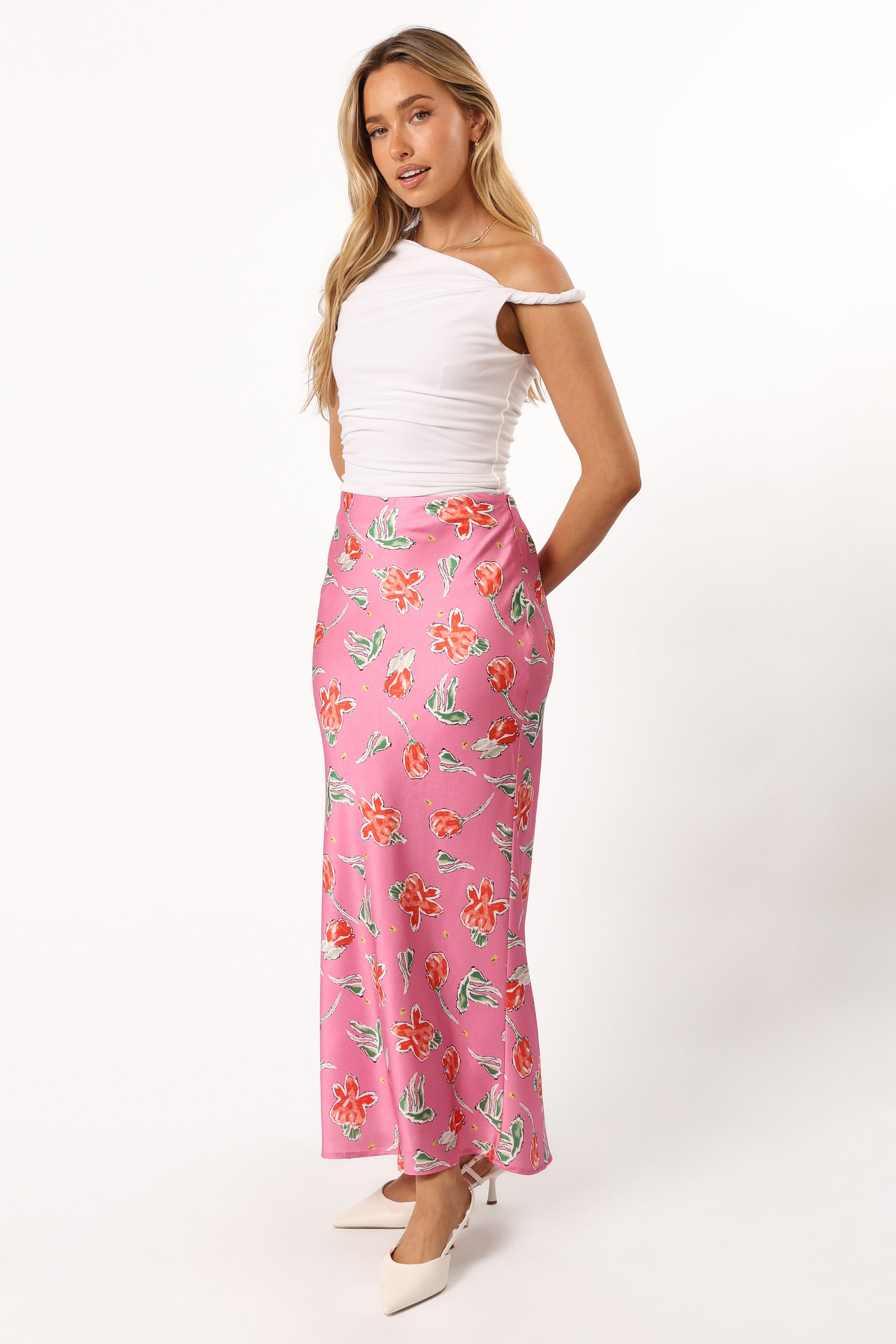 Azara Midi Skirt for Women - Flowy A-Line Pleated Skirt in Soft Pink | Perfect for Office, Date Night & Spring Outfits