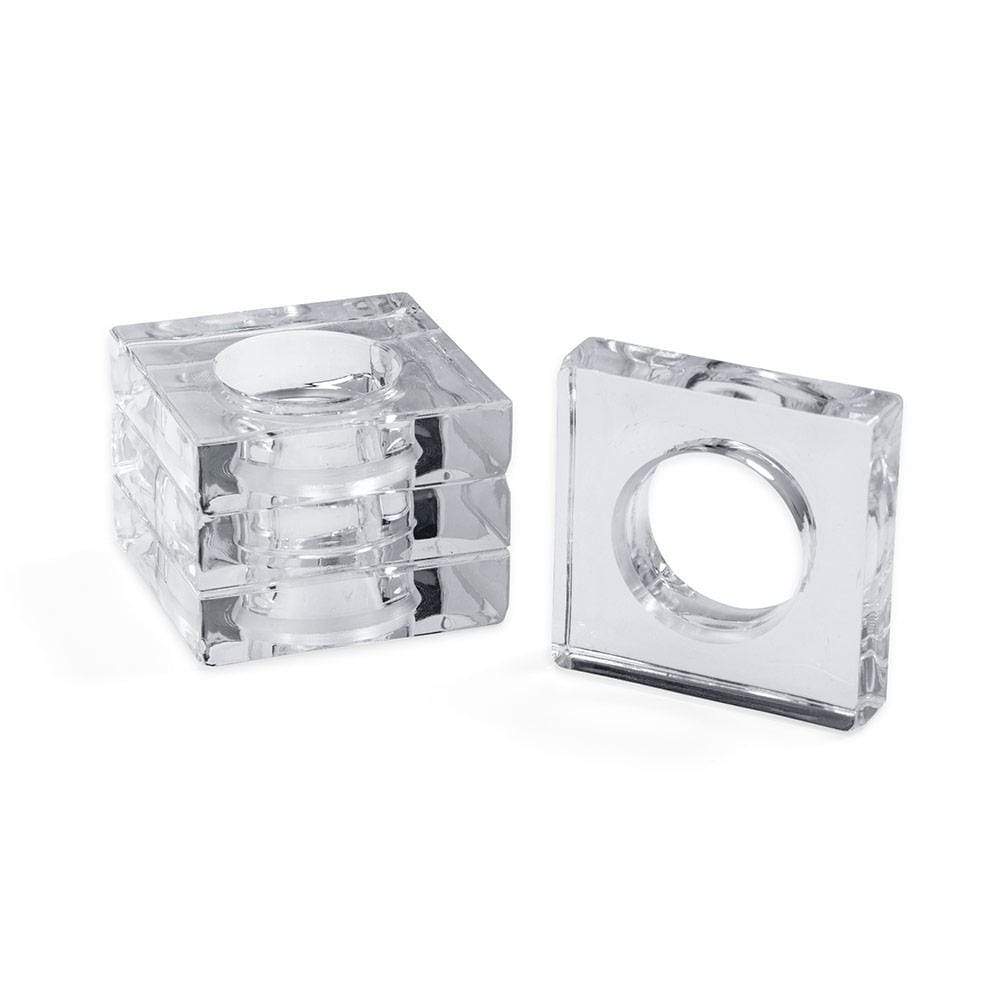 Clear Acrylic Square Napkin Rings - Set of 4 for Elegant Table Settings, Wedding Decor & Dinner Party Essentials