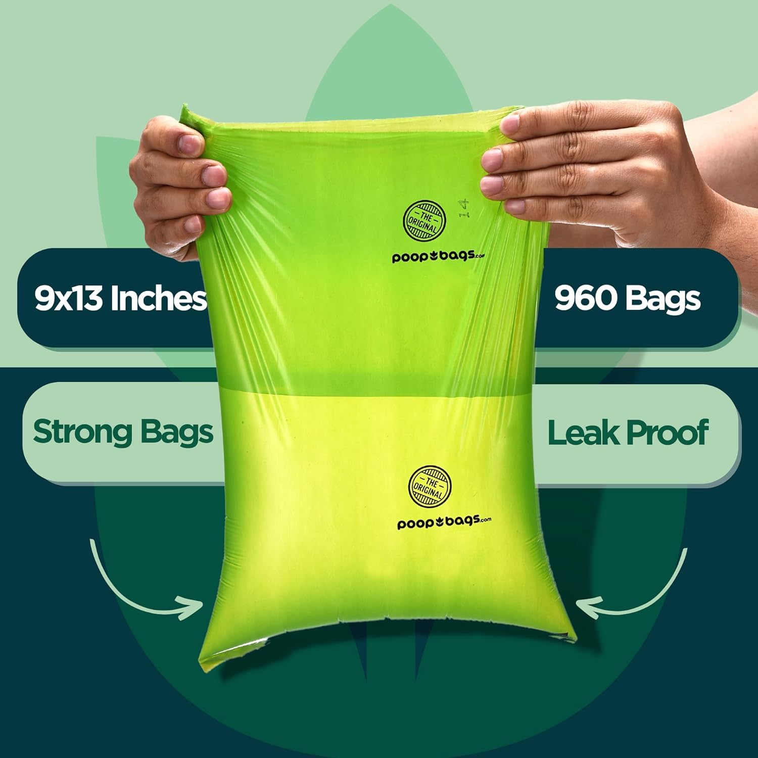 The Original Poop Bags® - 38% Plant-Based USDA Certified Dog Waste Bags | Unscented, Leak-Proof & Durable Poop Bags for Dogs (960 Count) | Perfect for Daily Walks, Park Visits & Pet Cleanup