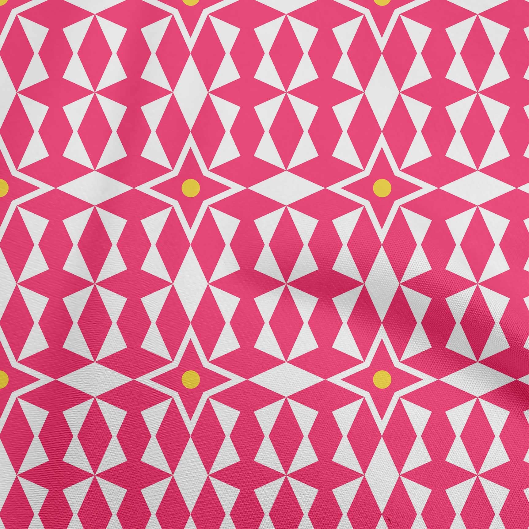 oneOone Cotton Cambric Fuschia Pink Geometric Print Fabric by The Yard - 56 Inch Wide Dress Material for DIY Clothing, Quilting & Home Decor Projects