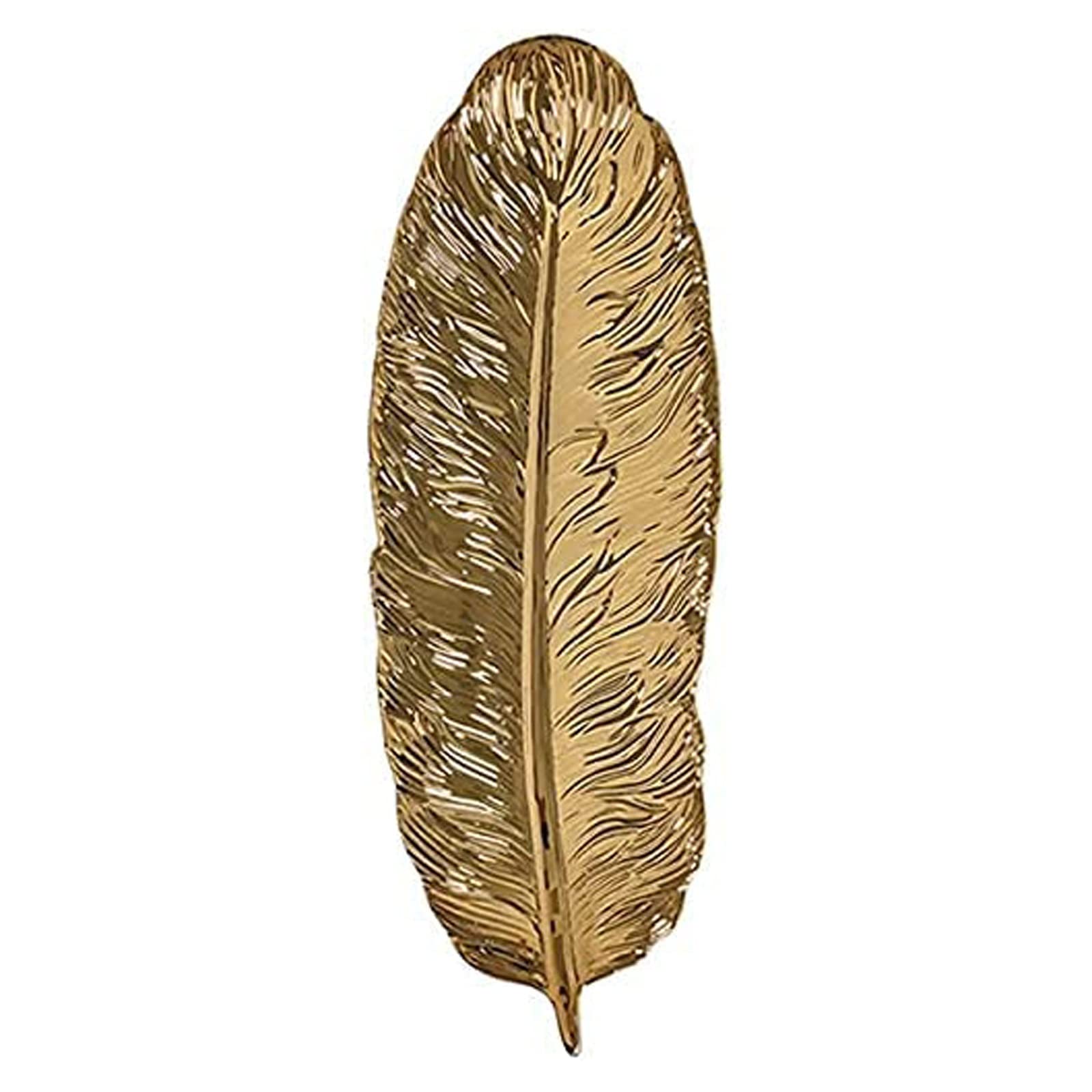 Ceramic Jewelry Tray for Women - Leaf Design Jewelry Organizer Plate with Gold Finish, Small Jewelry Storage Box for Bracelets, Necklaces, Rings & Earrings - Perfect for Vanity, Dresser & Travel Accessory Organization
